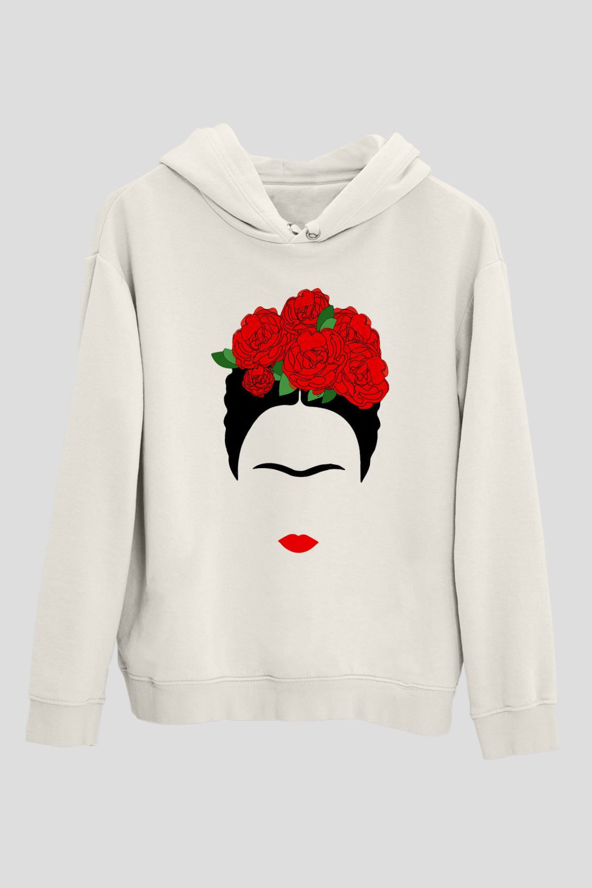 Frida Kahlo Beyaz Unisex Kapşonlu Sweatshirt