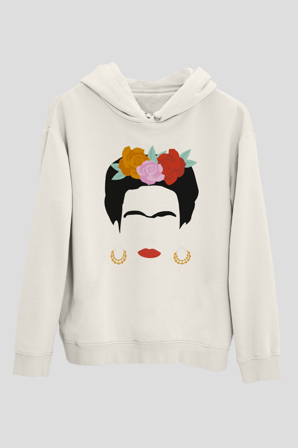 Frida Kahlo Beyaz Unisex Kapşonlu Sweatshirt