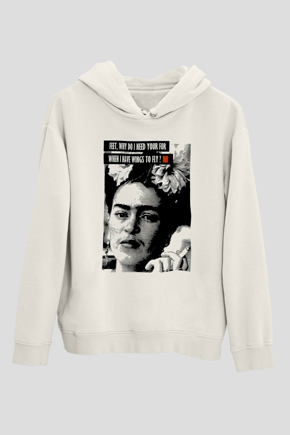 Frida Kahlo Beyaz Unisex Kapşonlu Sweatshirt
