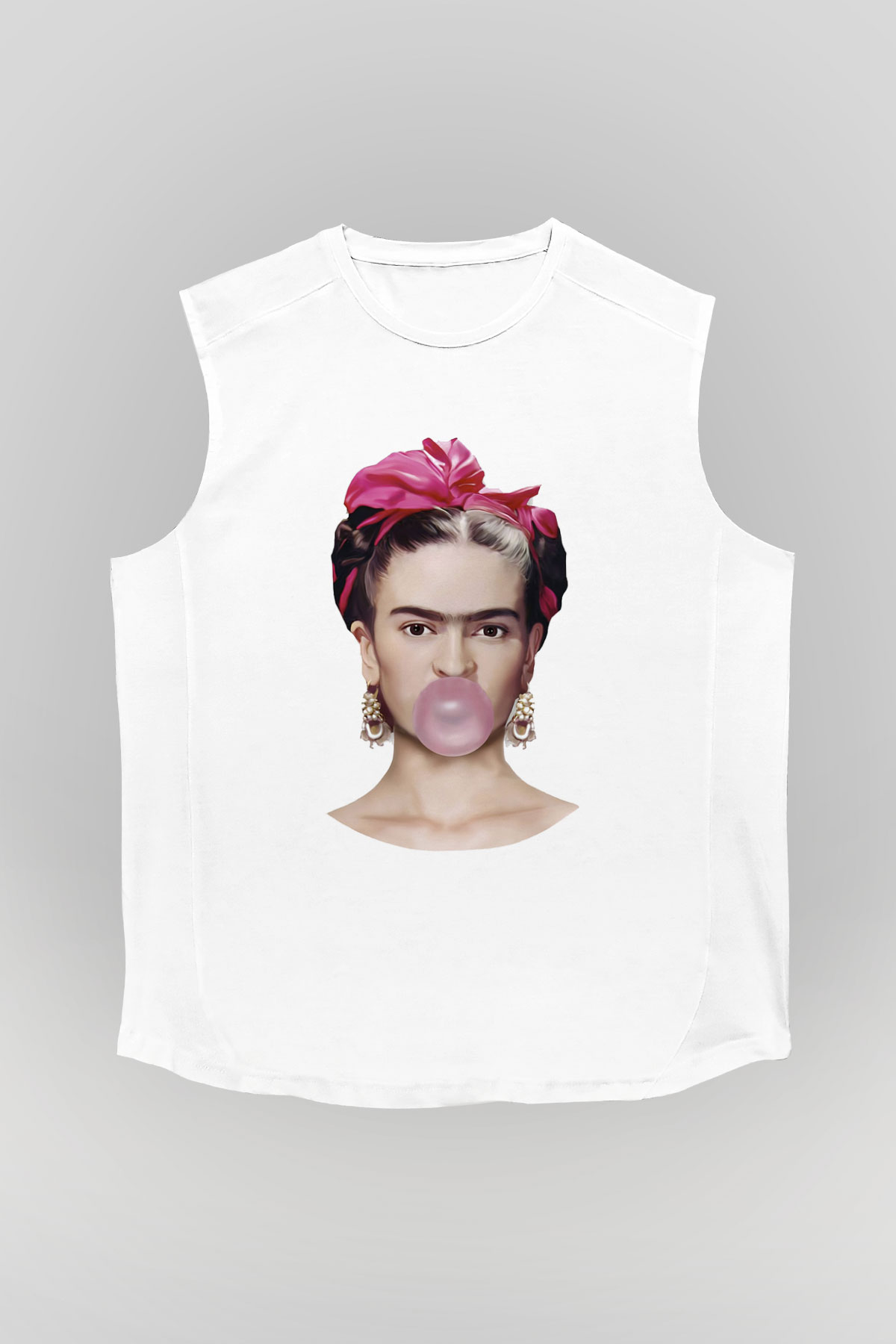 Frida Kahlo Beyaz Unisex Kolsuz Tişört