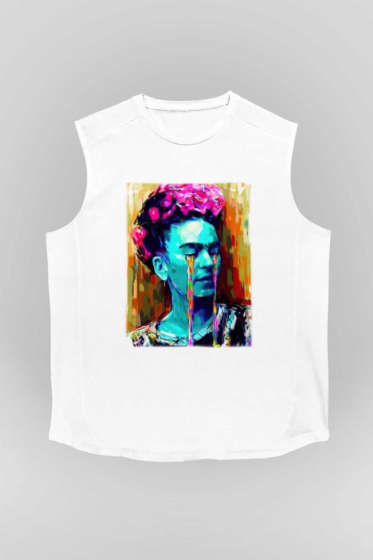 Frida Kahlo Beyaz Unisex Kolsuz Tişört