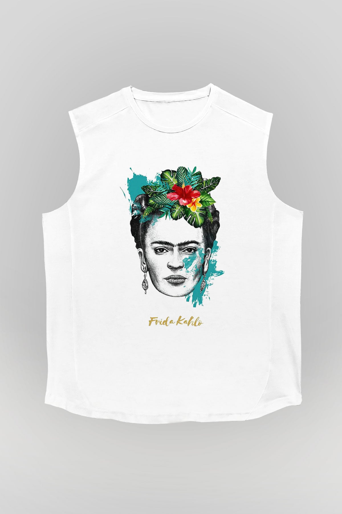 Frida Kahlo Beyaz Unisex Kolsuz Tişört
