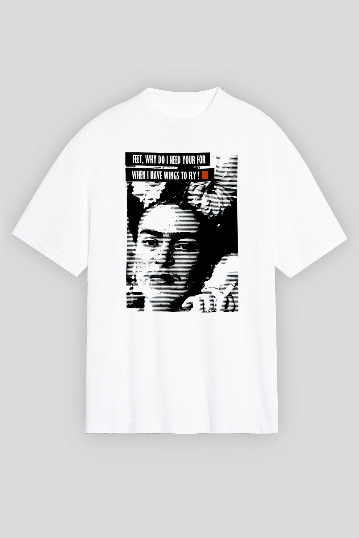 Frida Kahlo Beyaz Unisex Oversize Tişört T-Shirt