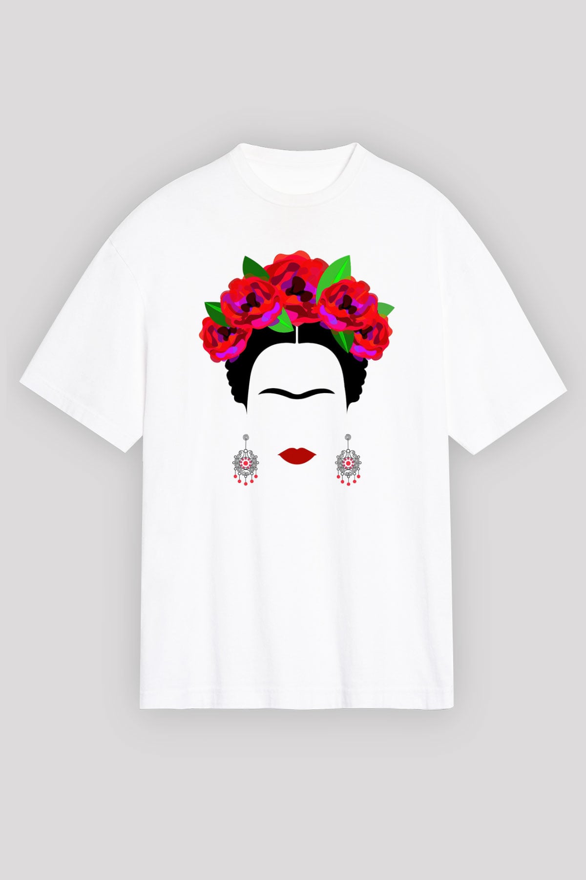 Frida Kahlo Beyaz Unisex Oversize Tişört T-Shirt