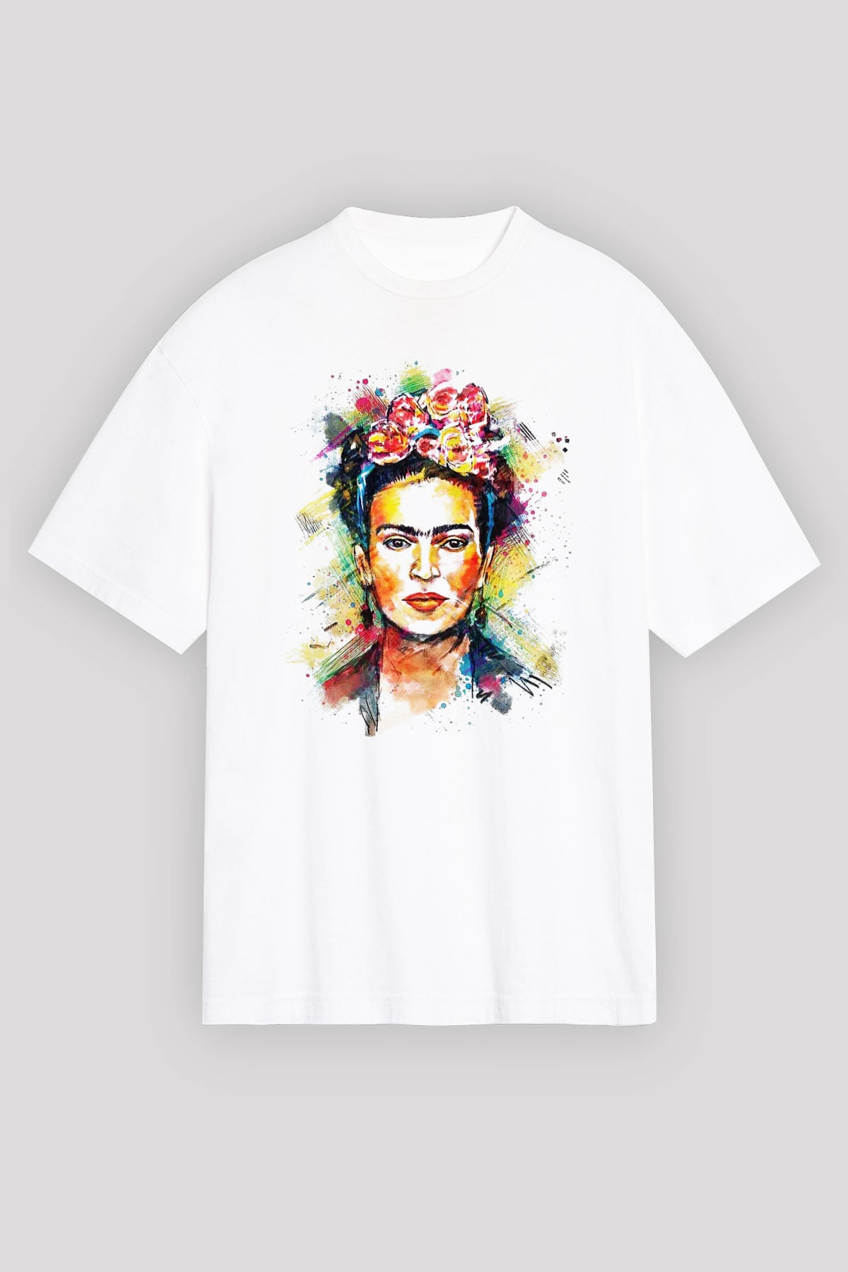 Frida Kahlo Beyaz Unisex Oversize Tişört T-Shirt