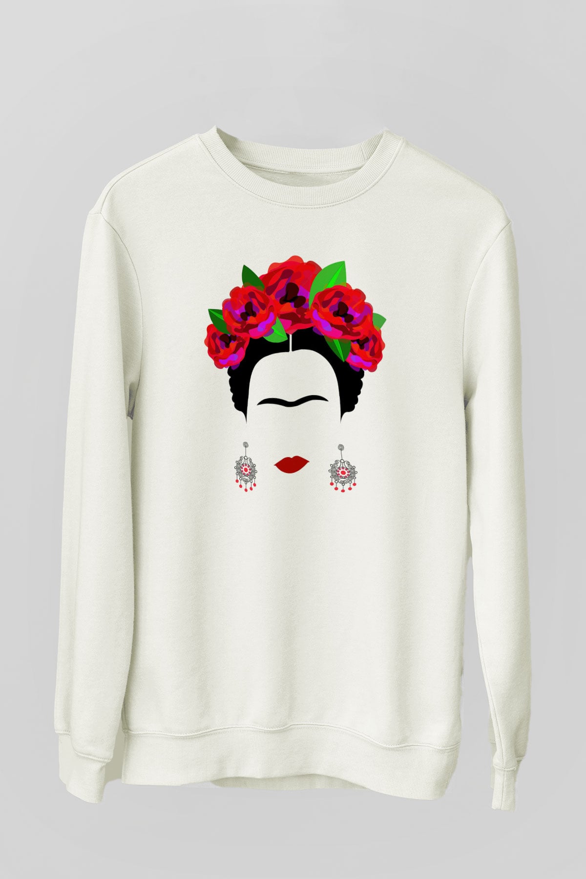 Frida Kahlo Beyaz Unisex Sweatshirt