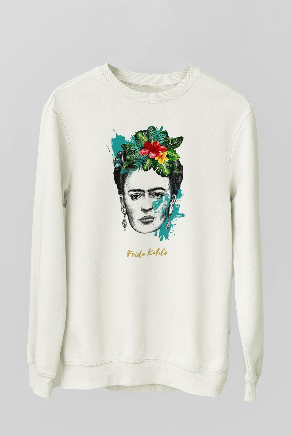 Frida Kahlo Beyaz Unisex Sweatshirt