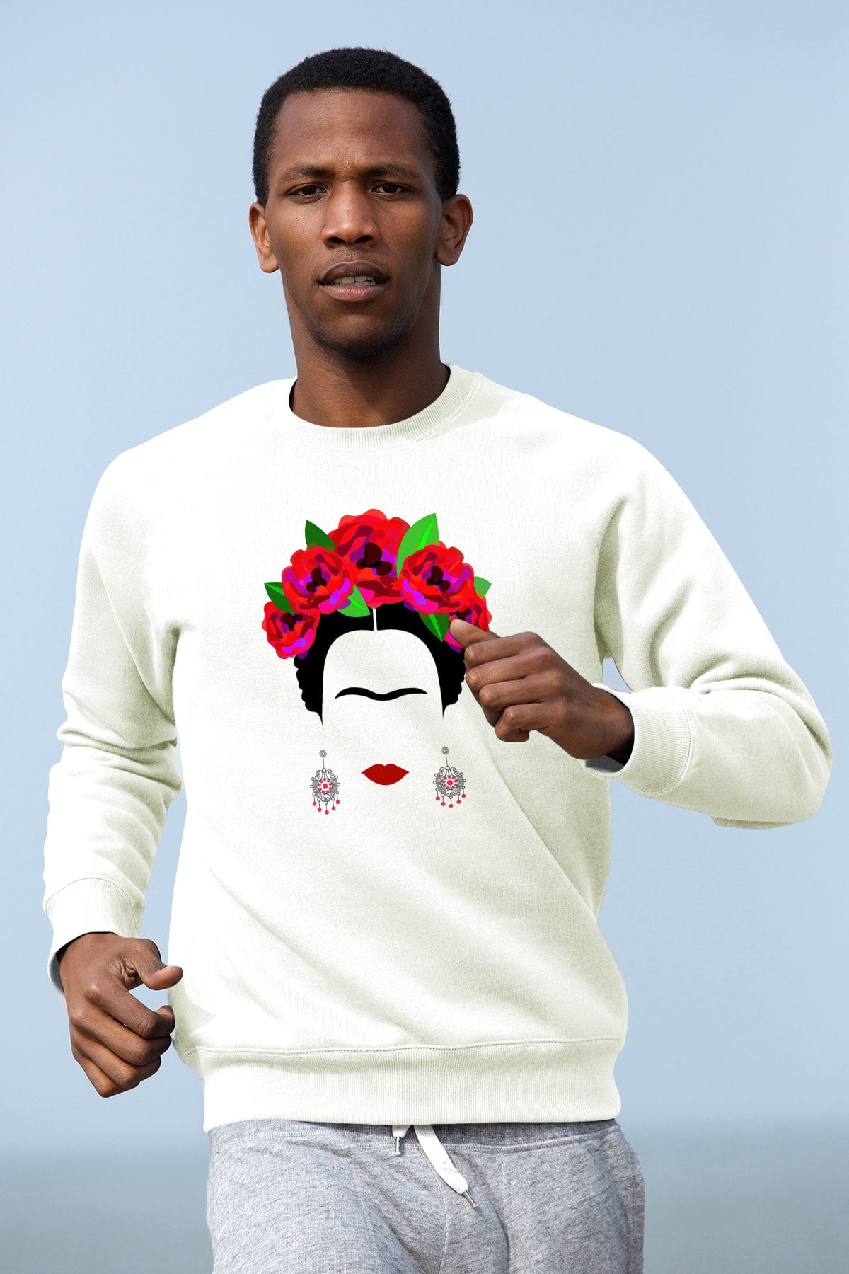 Frida Kahlo Beyaz Unisex Sweatshirt