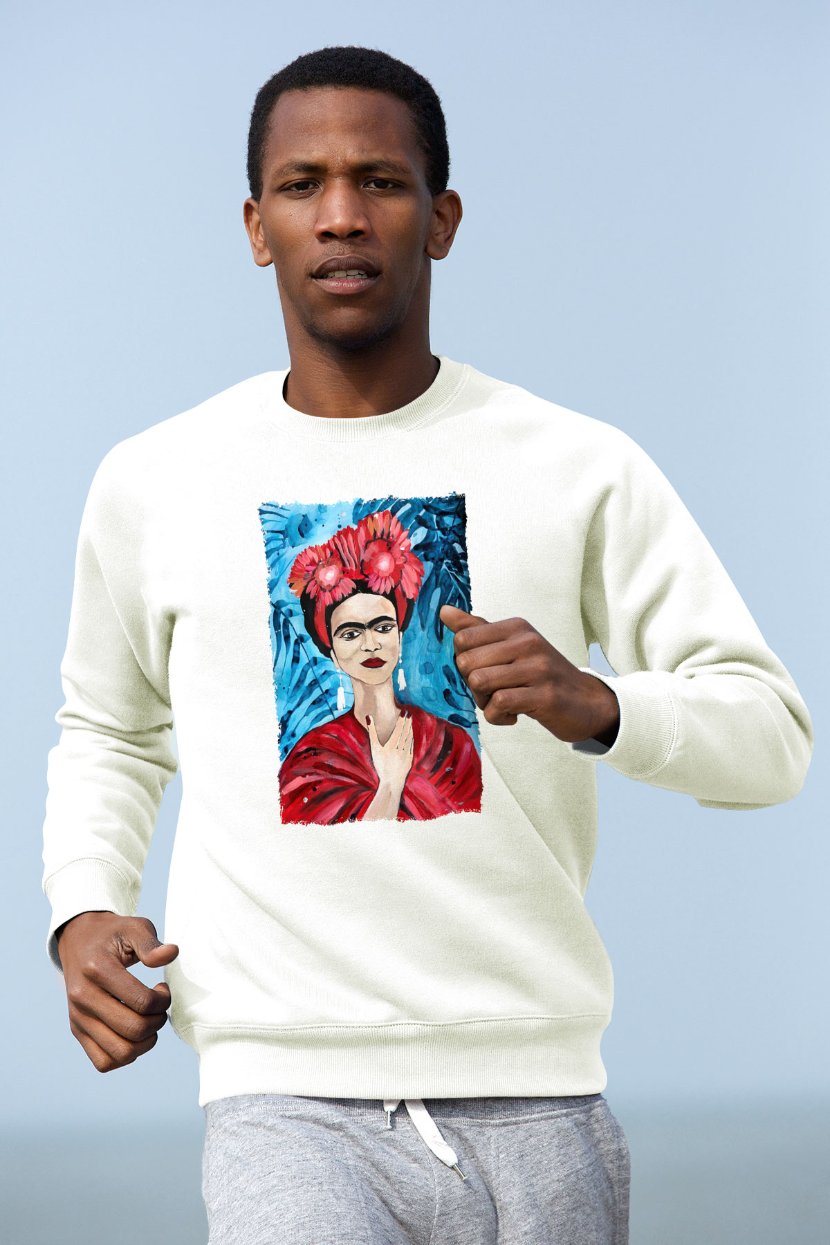 Frida Kahlo Beyaz Unisex Sweatshirt