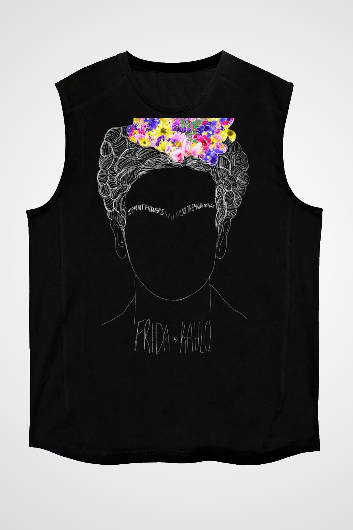 Frida Kahlo Siyah Unisex Kolsuz Tişört