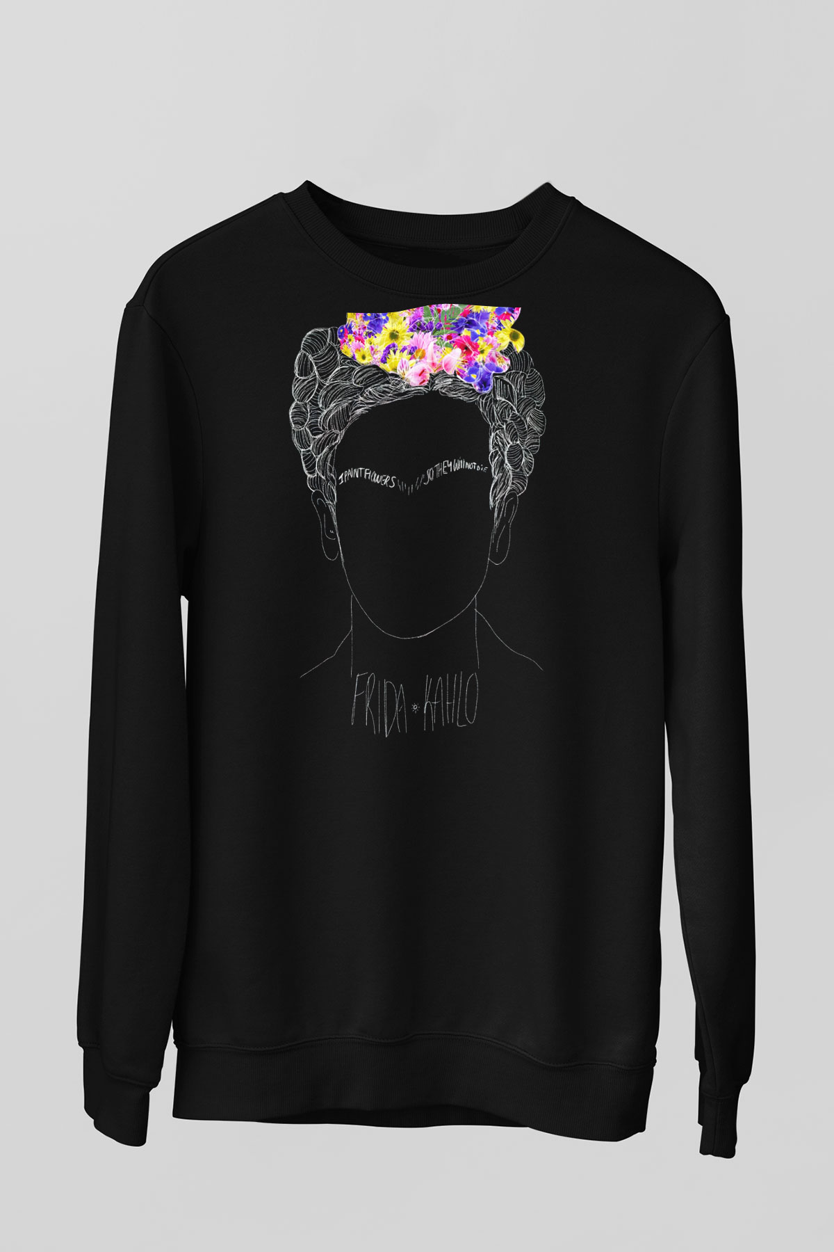 Frida Kahlo Siyah Unisex Sweatshirt