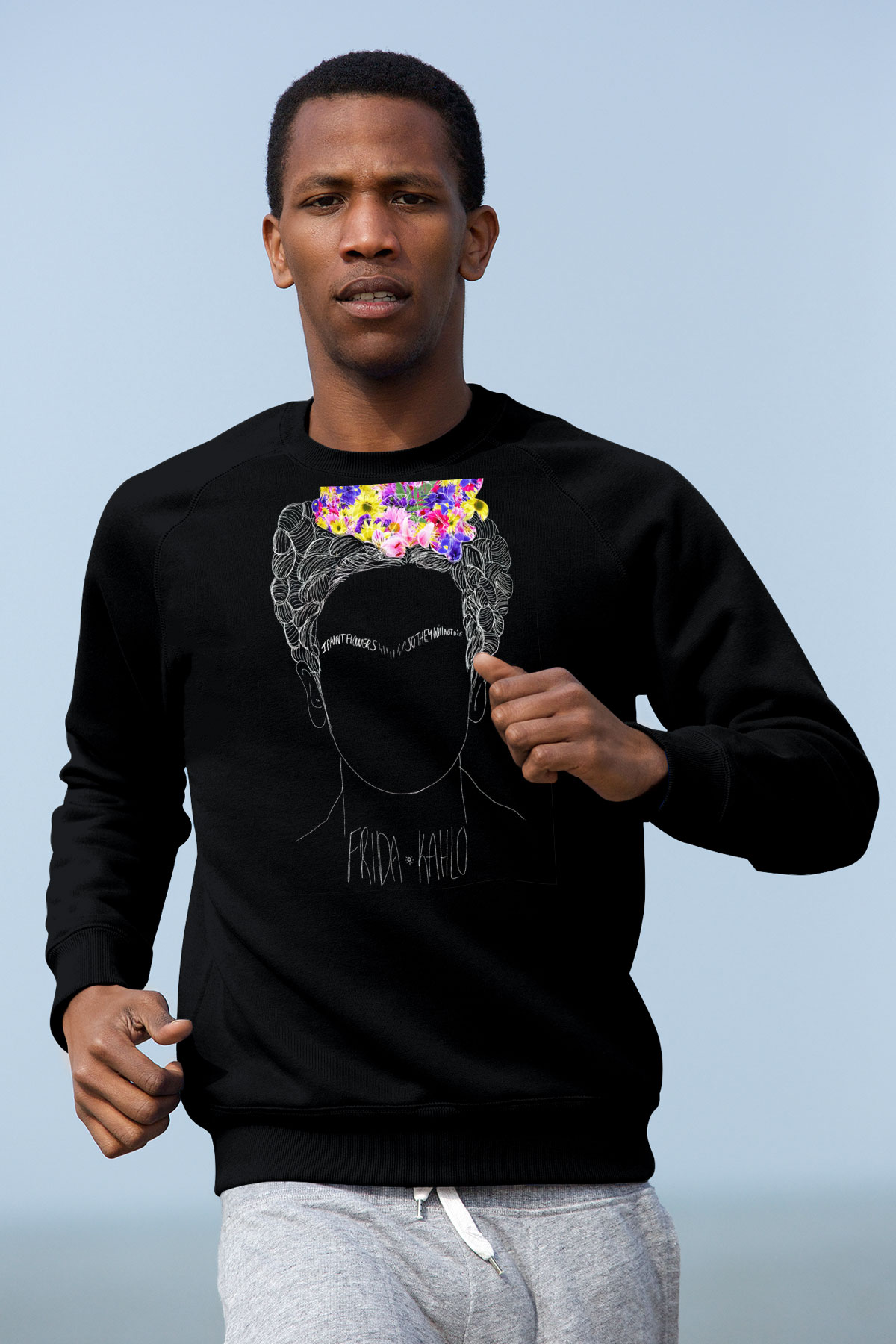Frida Kahlo Siyah Unisex Sweatshirt