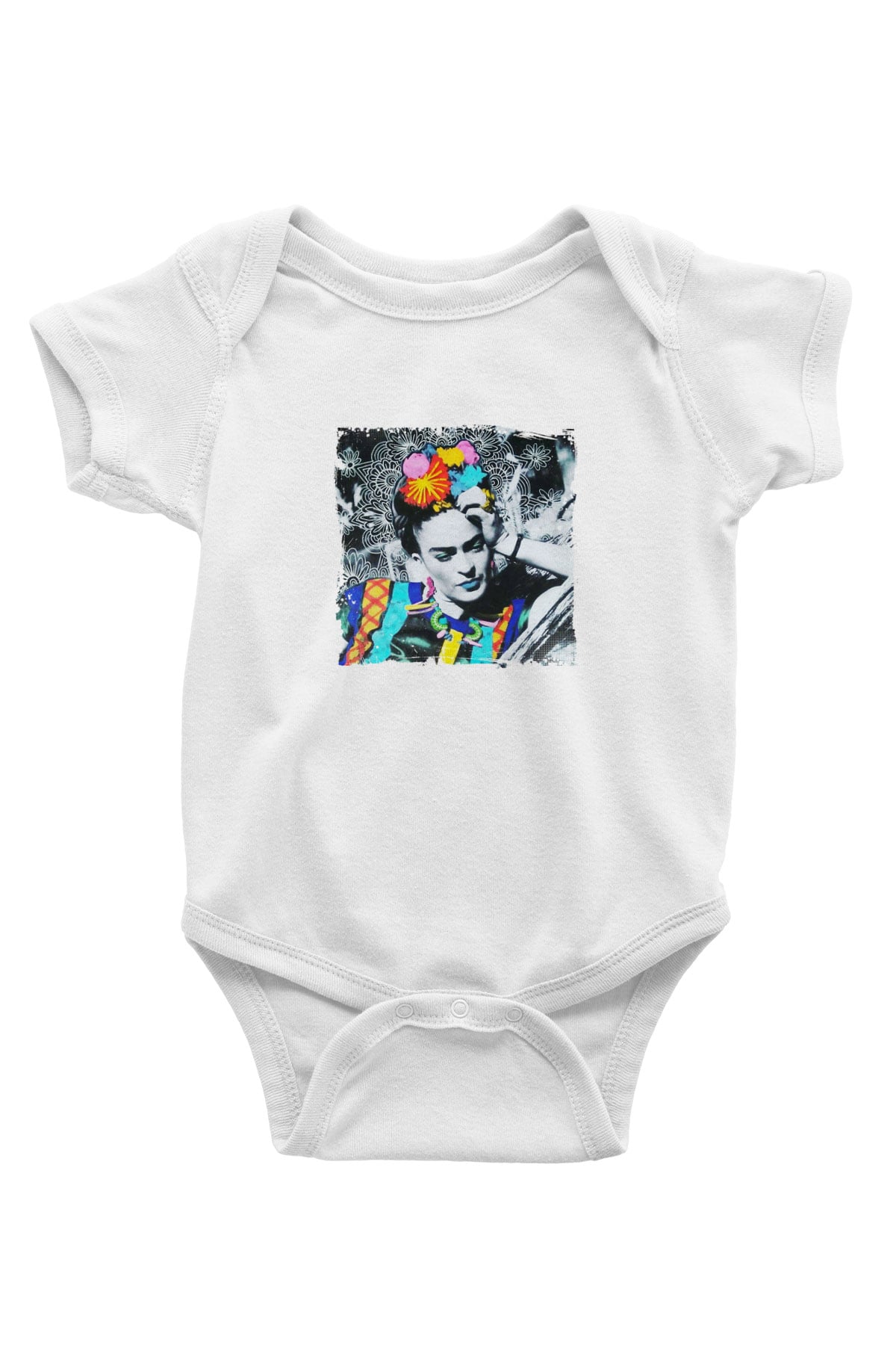 Frida Kahlo Unisex Baskılı Beyaz Bebek Body - Zıbın