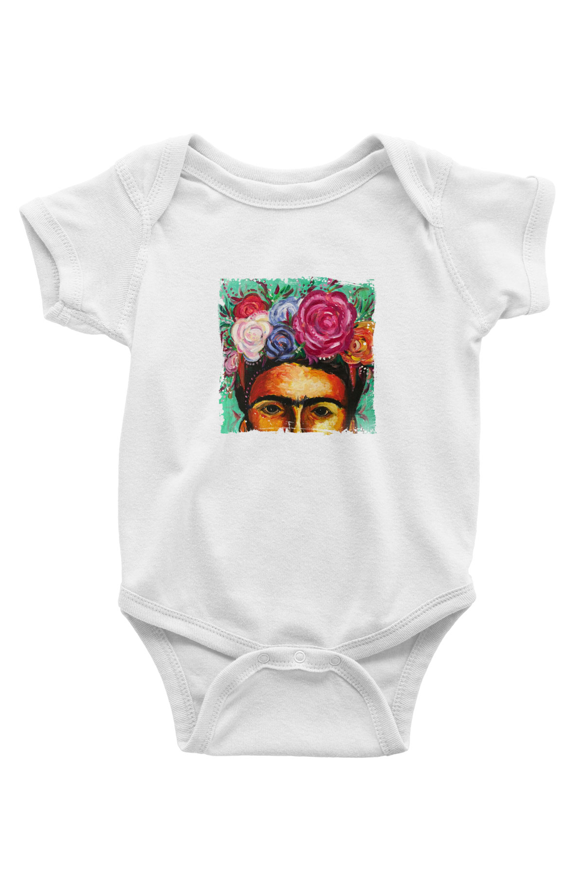 Frida Kahlo Unisex Baskılı Beyaz Bebek Body - Zıbın