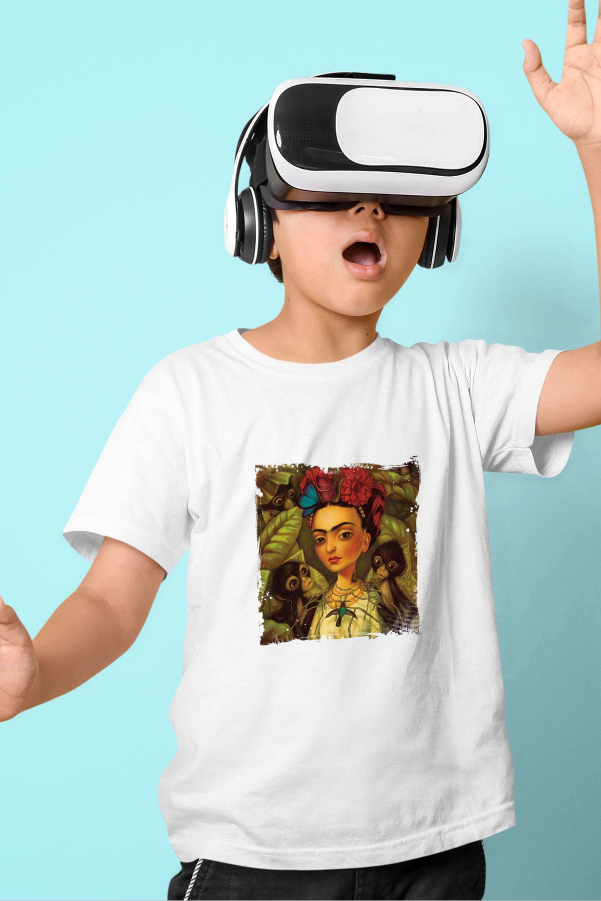 Frida Kahlo Unisex Baskılı Beyaz Çocuk Tişört