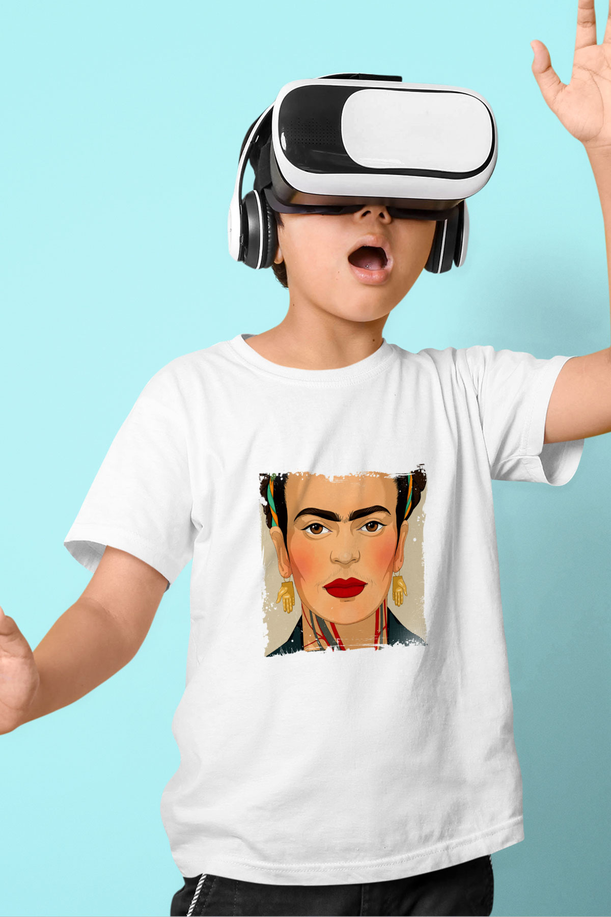 Frida Kahlo Unisex Baskılı Beyaz Çocuk Tişört