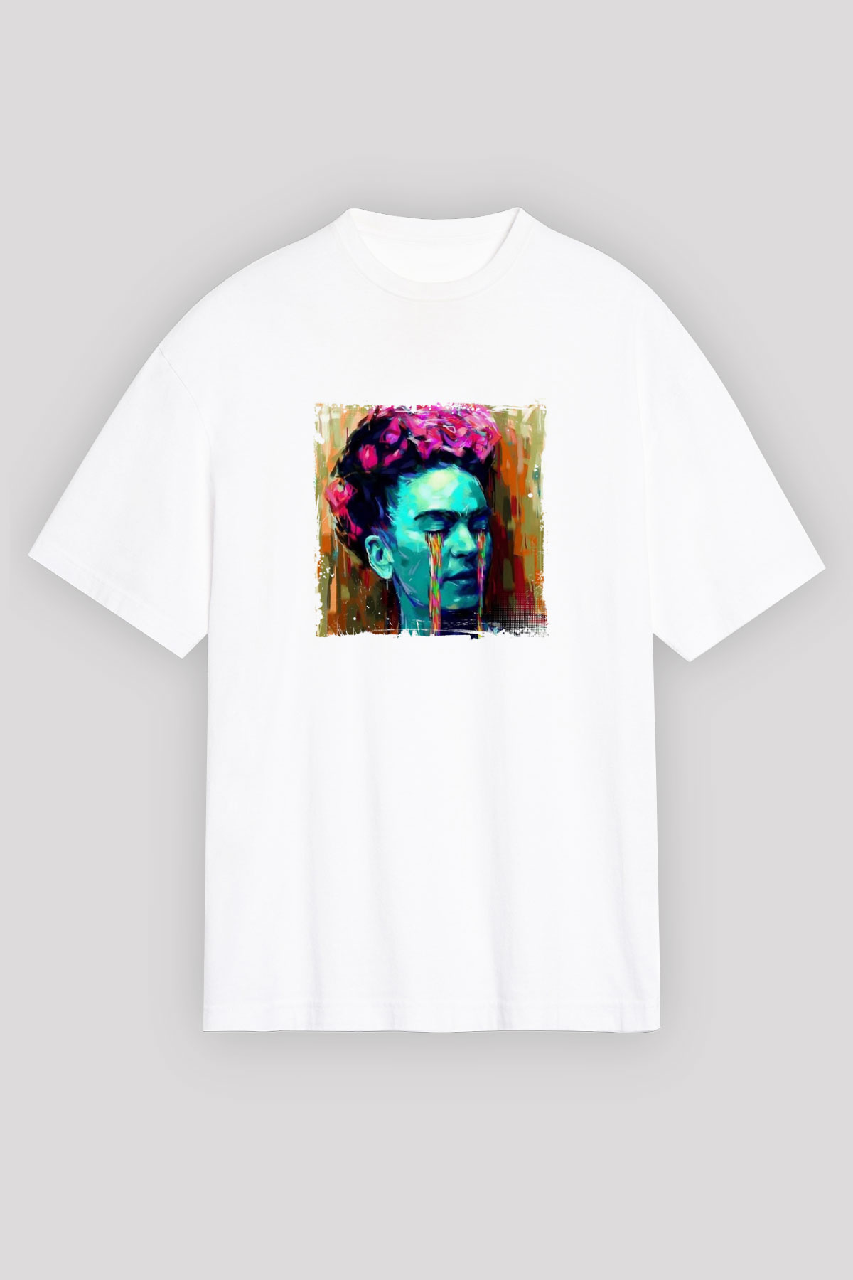 Frida Kahlo Unisex Baskılı Beyaz Tişört