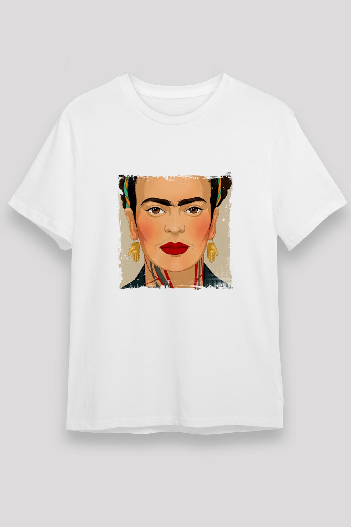 Frida Kahlo Unisex Baskılı Beyaz Tişört