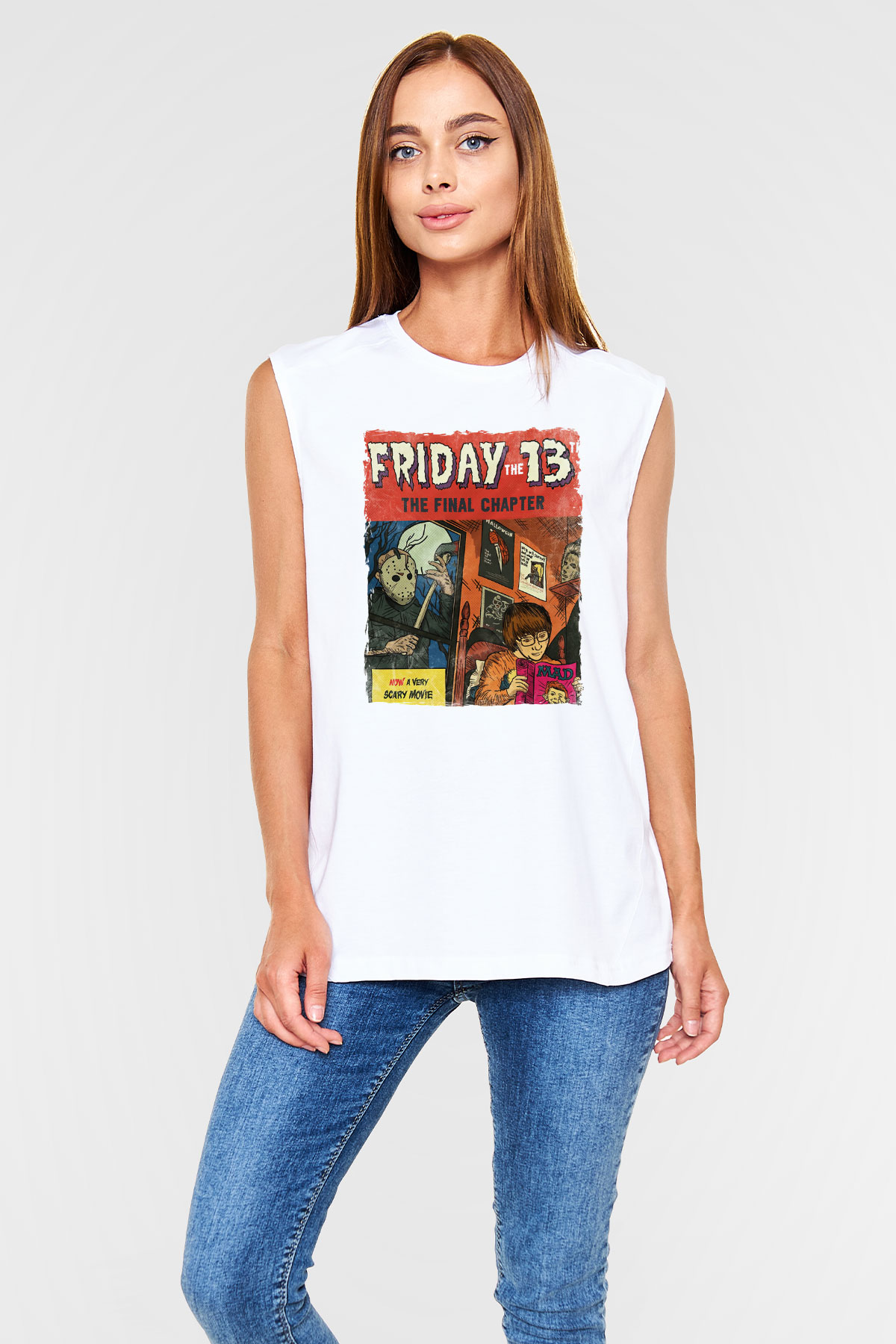 Friday the 13th 13.Cuma Beyaz Unisex  Kolsuz Tişört