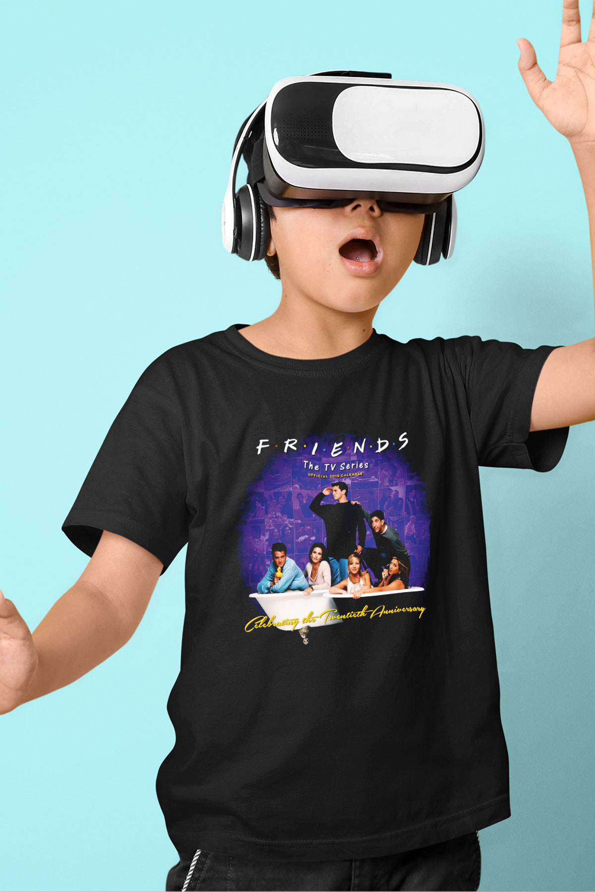 Friends Baskılı Siyah Unisex Çocuk Tişört