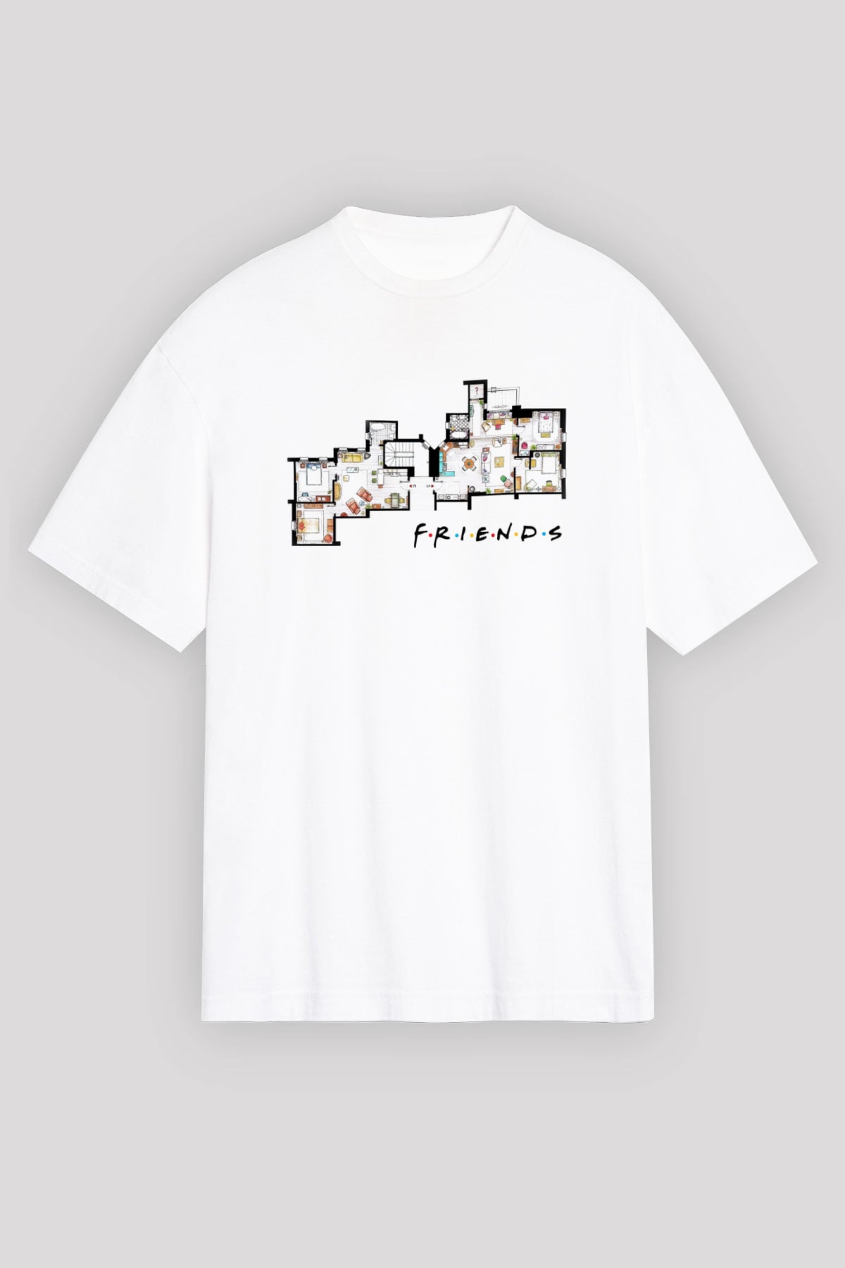 Friends Beyaz Unisex Oversize Tişört