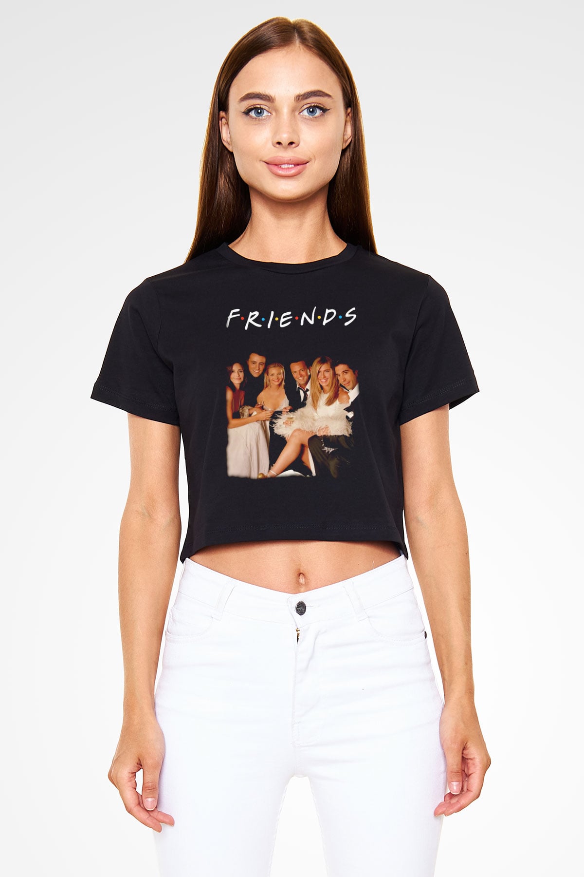 Friends Siyah   Crop Top Tişört