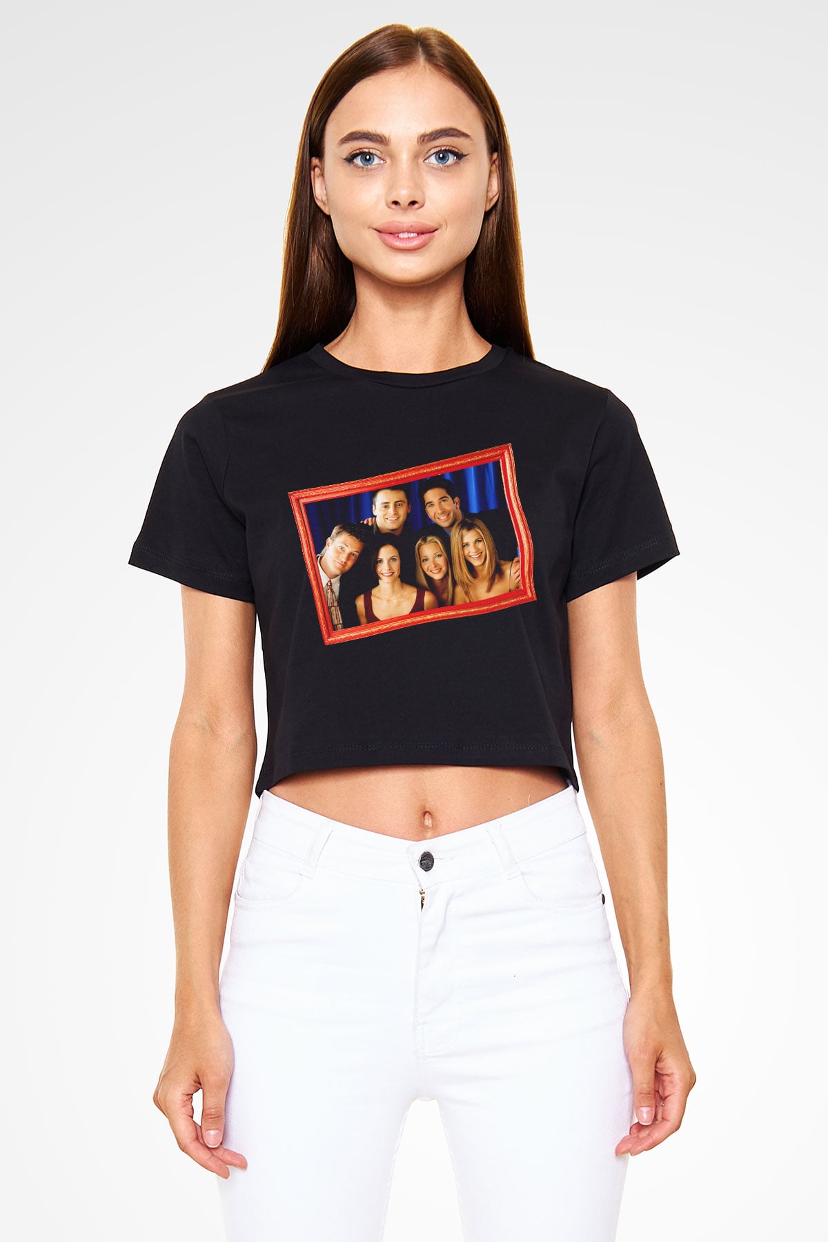 Friends Siyah Crop Top Tişört
