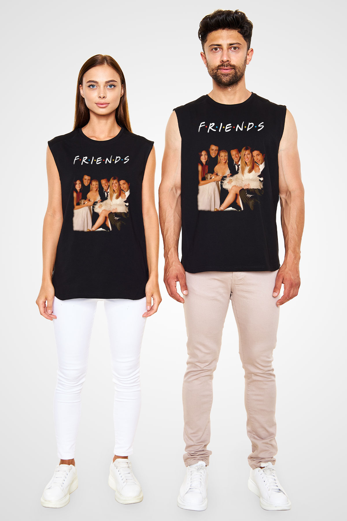 Friends Siyah Unisex  Kolsuz Tişört
