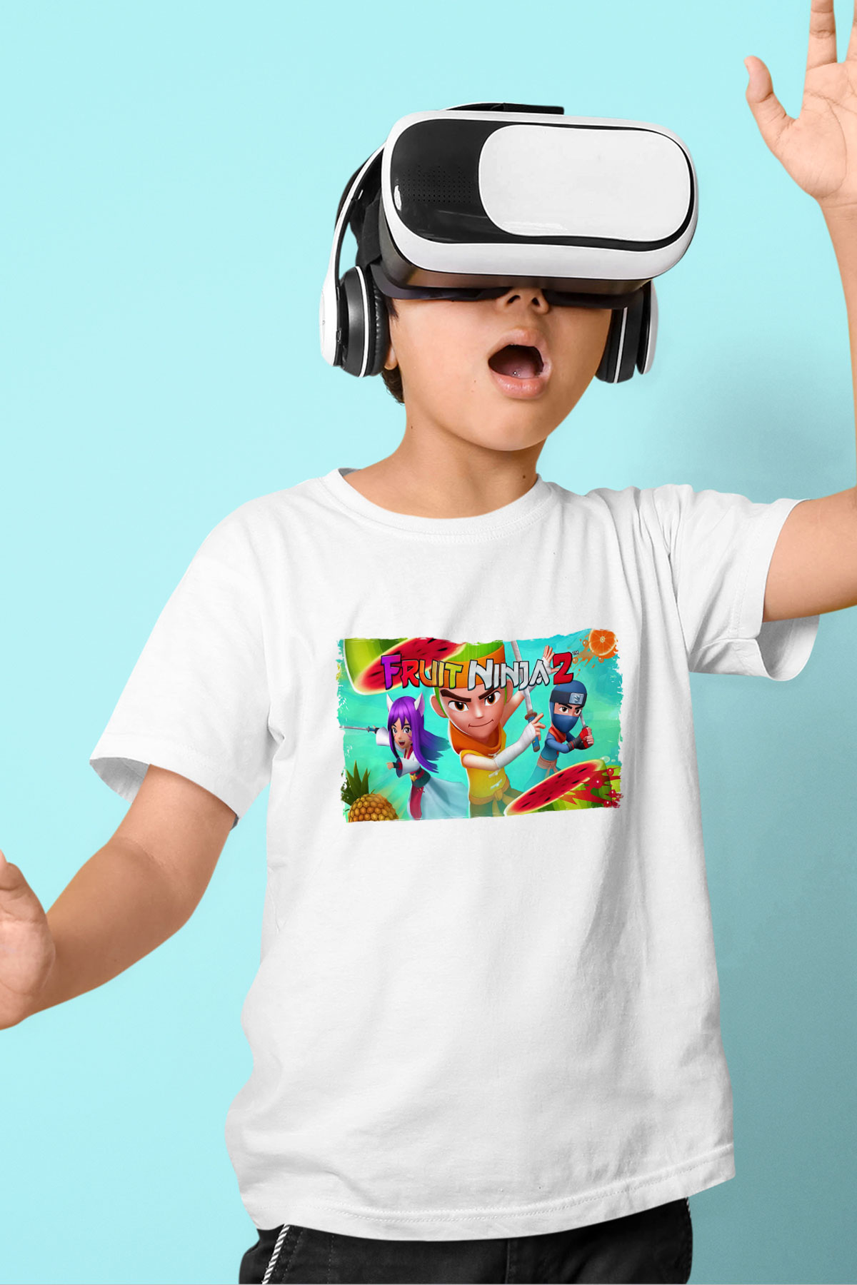 Fruit Ninja Beyaz Unisex Çocuk Tişört