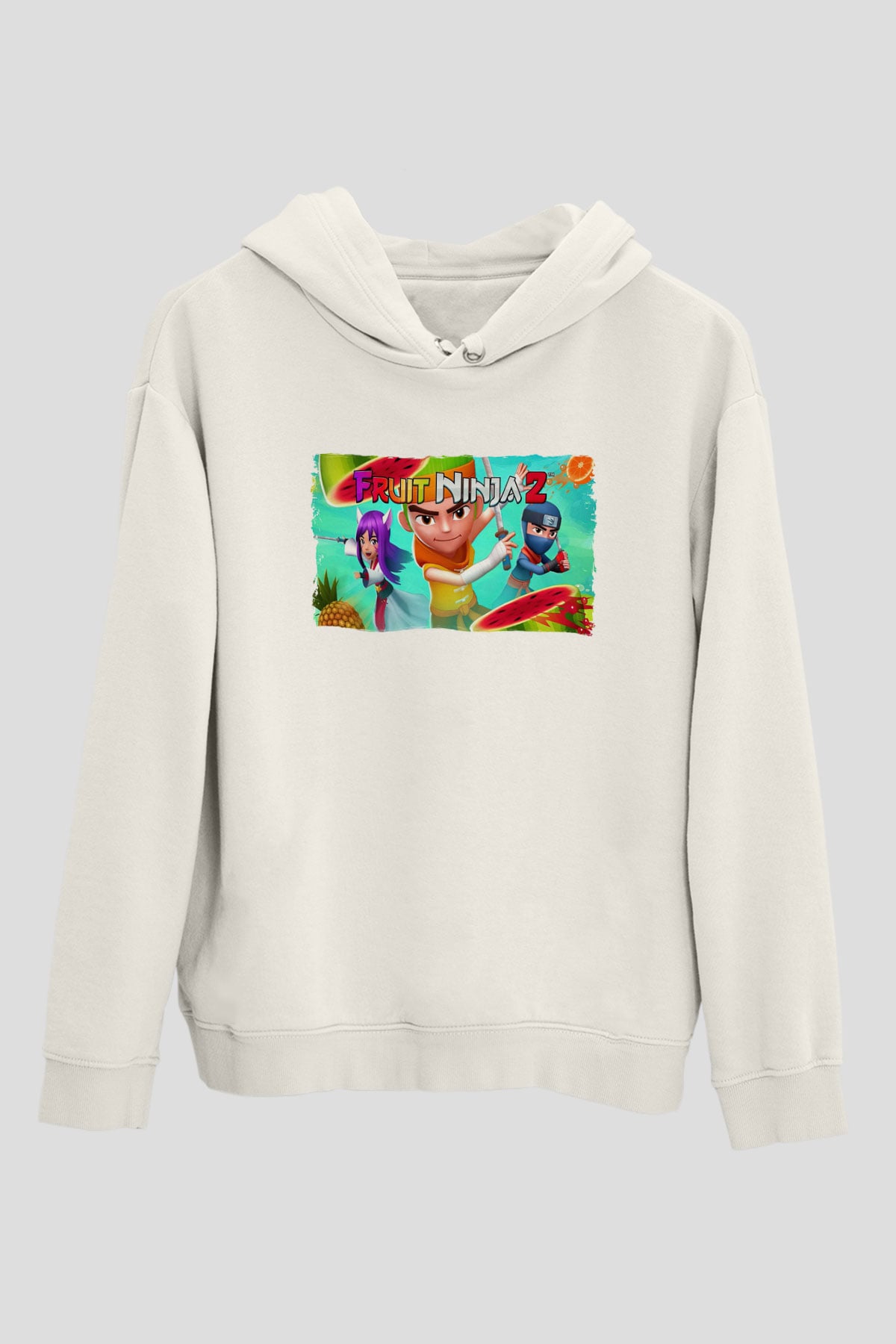 Fruit Ninja Beyaz Unisex Hoodie