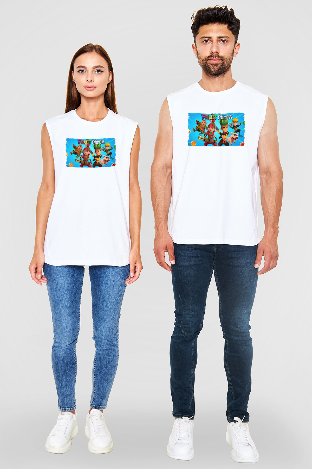 Fruit Ninja Beyaz Unisex Kolsuz Tişört