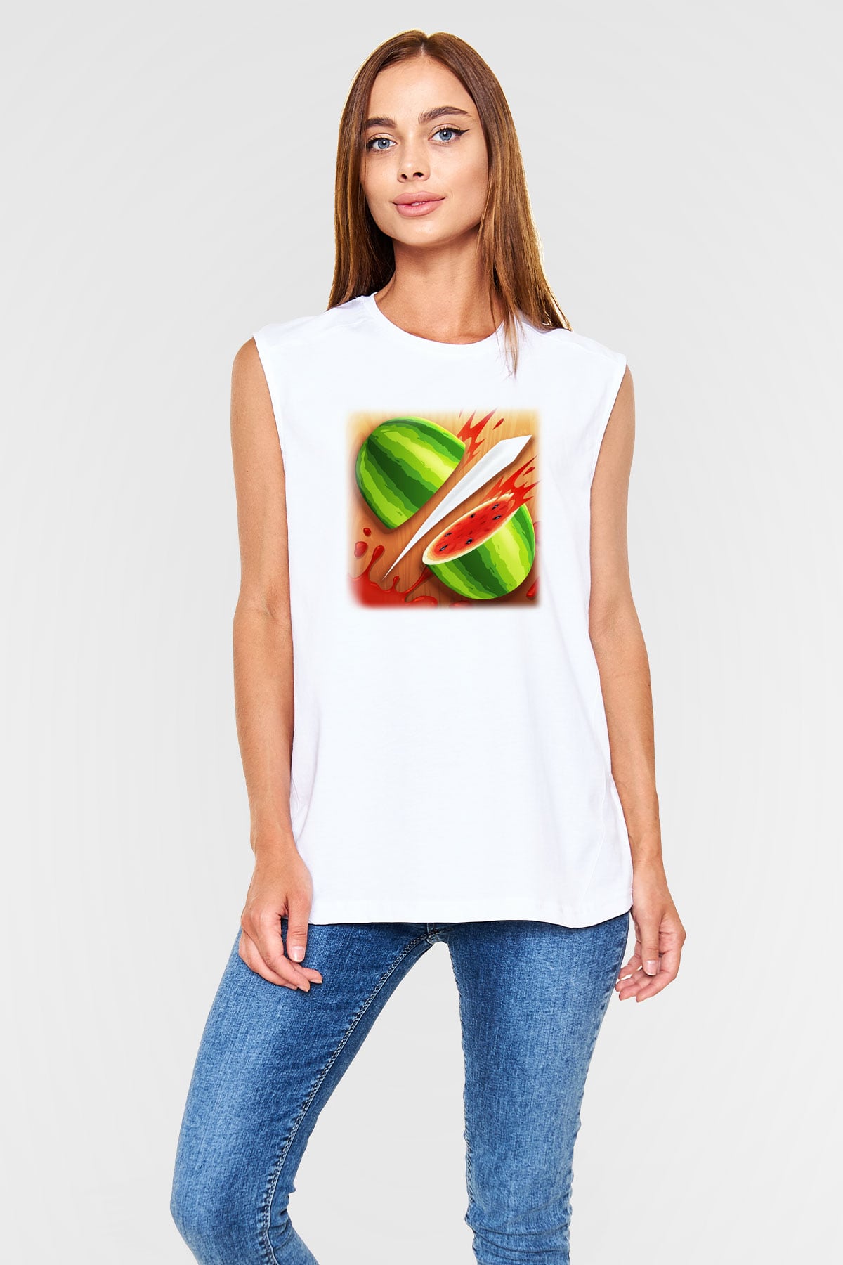 Fruit Ninja Beyaz Unisex Kolsuz Tişört