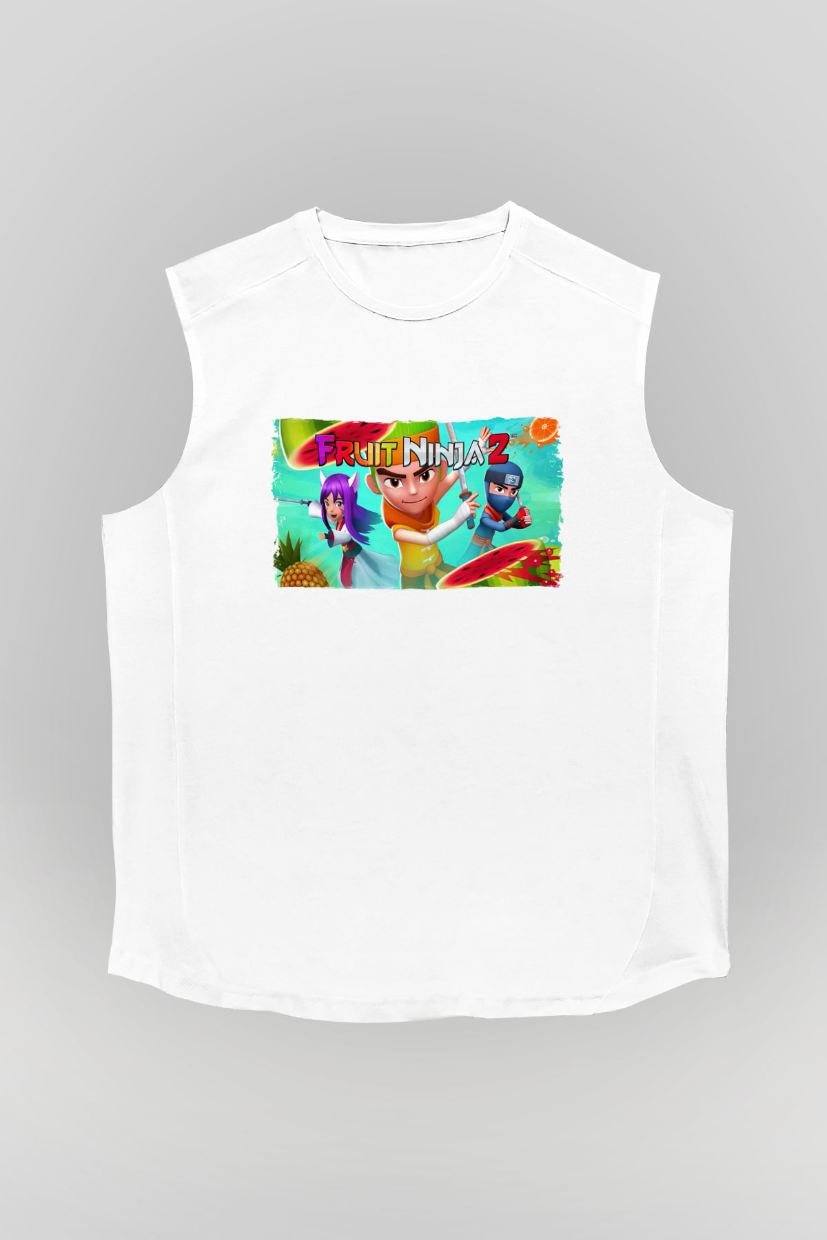 Fruit Ninja Beyaz Unisex Kolsuz Tişört