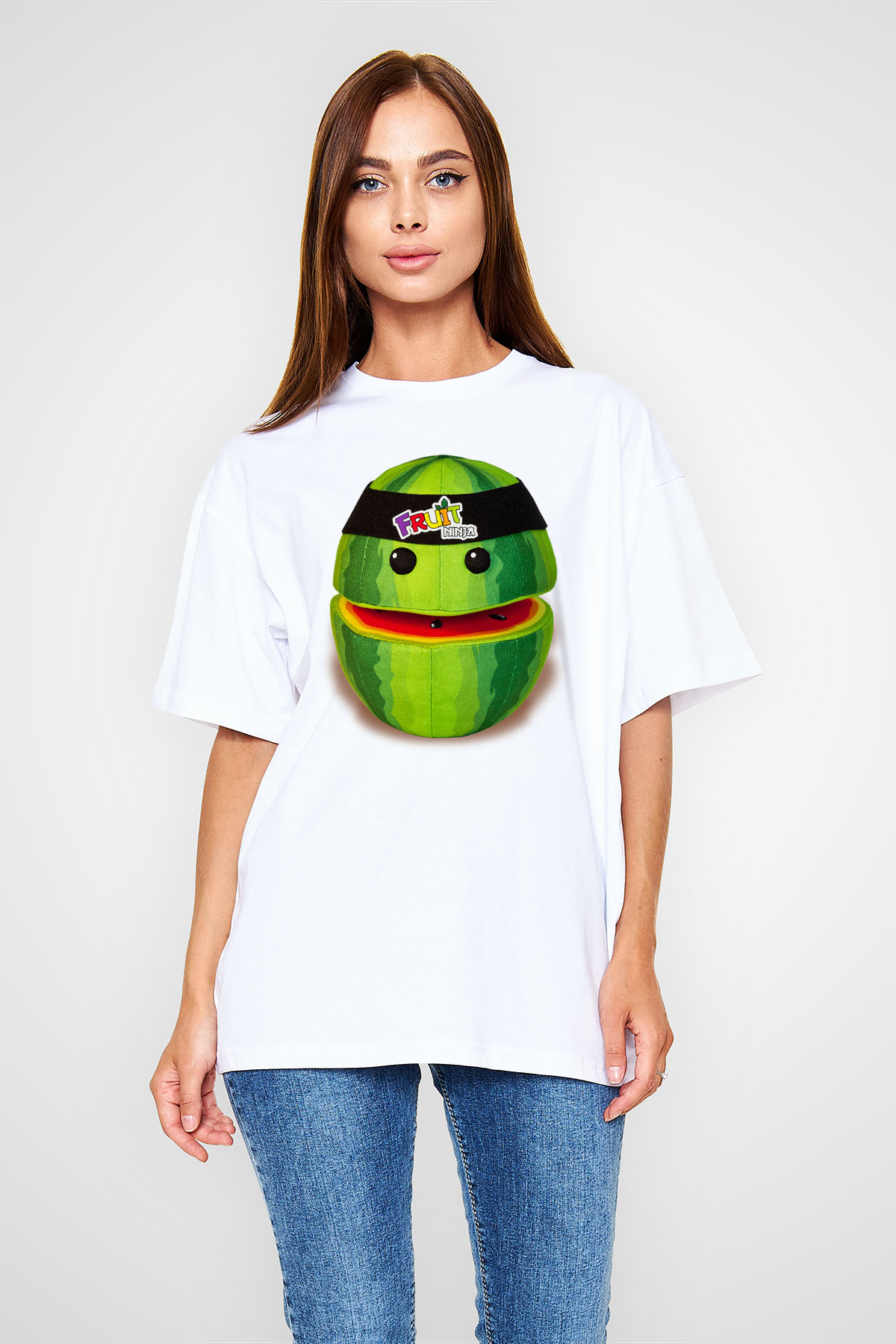 Fruit Ninja Beyaz Unisex Oversize Tişört T-Shirt