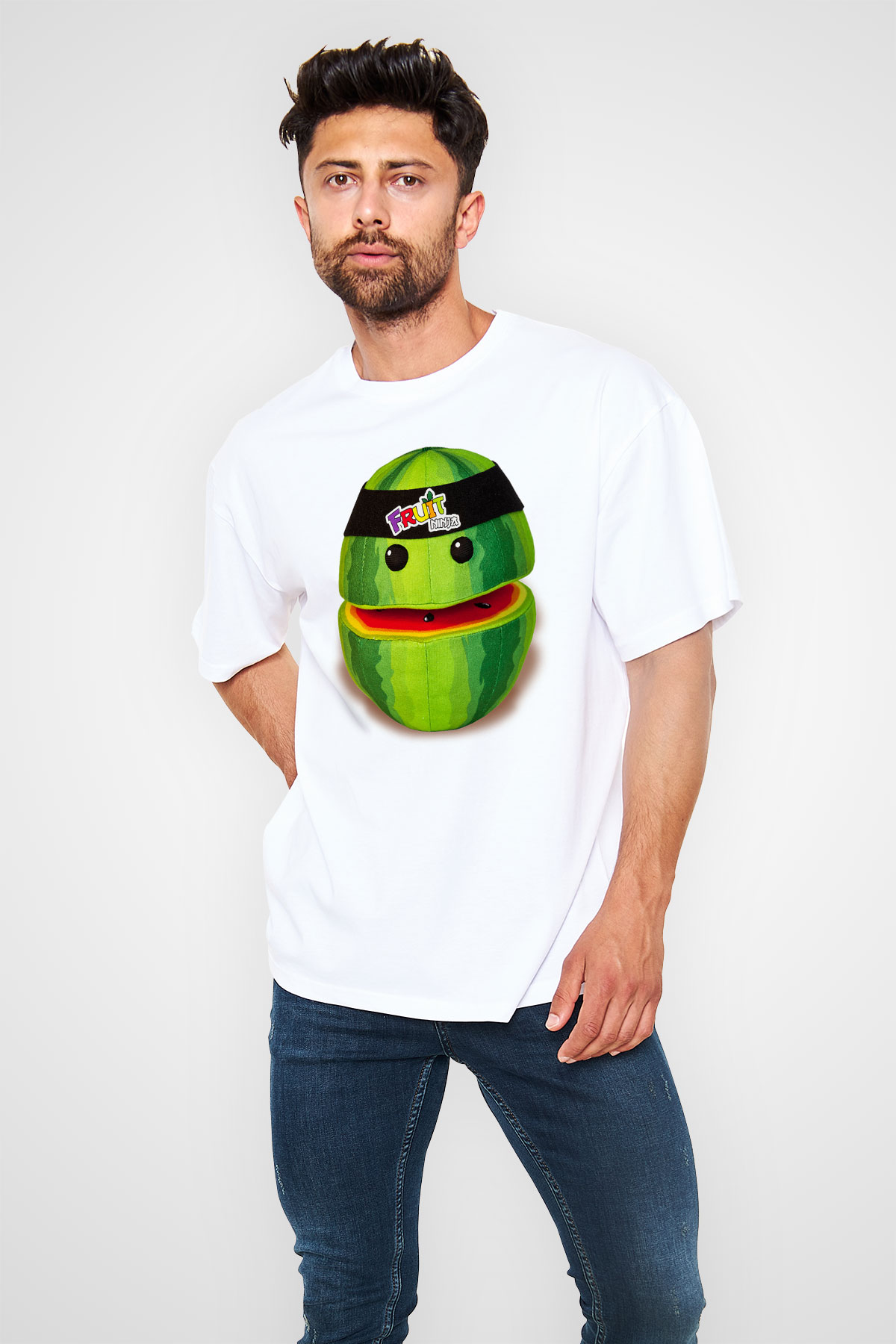 Fruit Ninja Beyaz Unisex Oversize Tişört T-Shirt