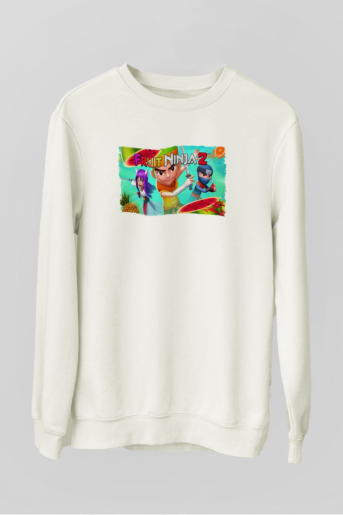 Fruit Ninja Beyaz Unisex Sweatshirt