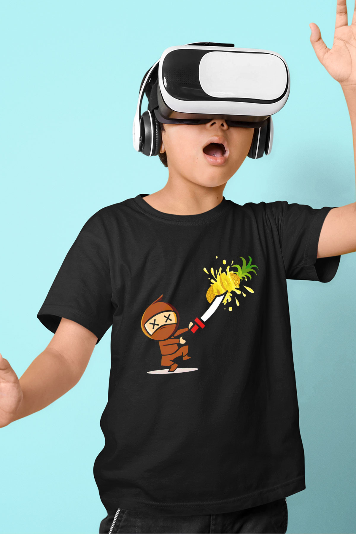 Fruit Ninja Siyah Unisex Çocuk Tişört