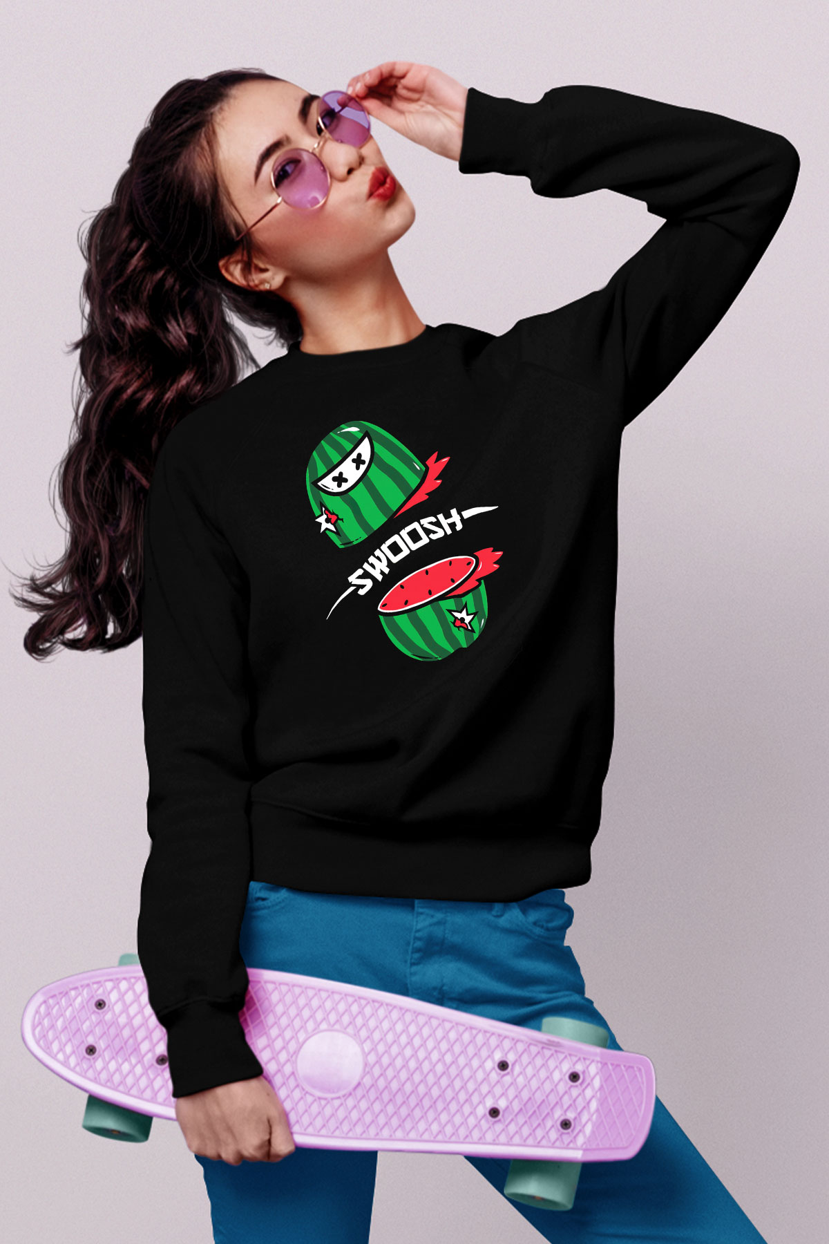 Fruit Ninja Siyah Unisex Sweatshirt