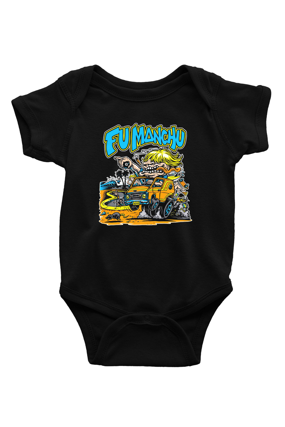 Fu Manchu Baskılı Siyah Bebek Body - Zıbın
