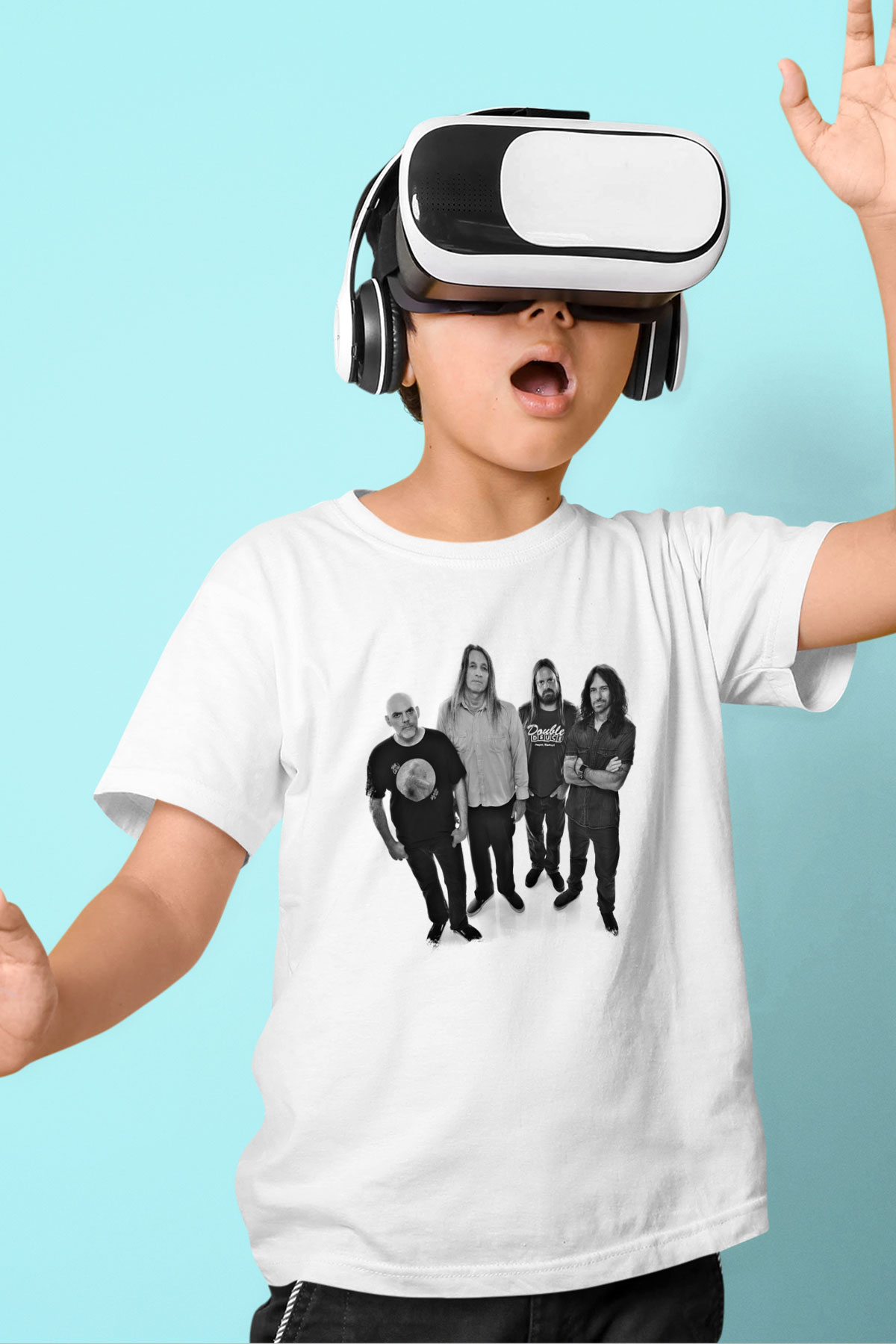 Fu Manchu Baskılı Unisex Beyaz Çocuk Tişört
