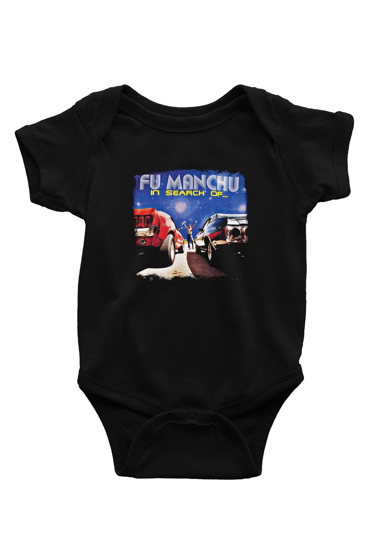 Fu Manchu Baskılı Unisex Siyah Bebek Body - Zıbın