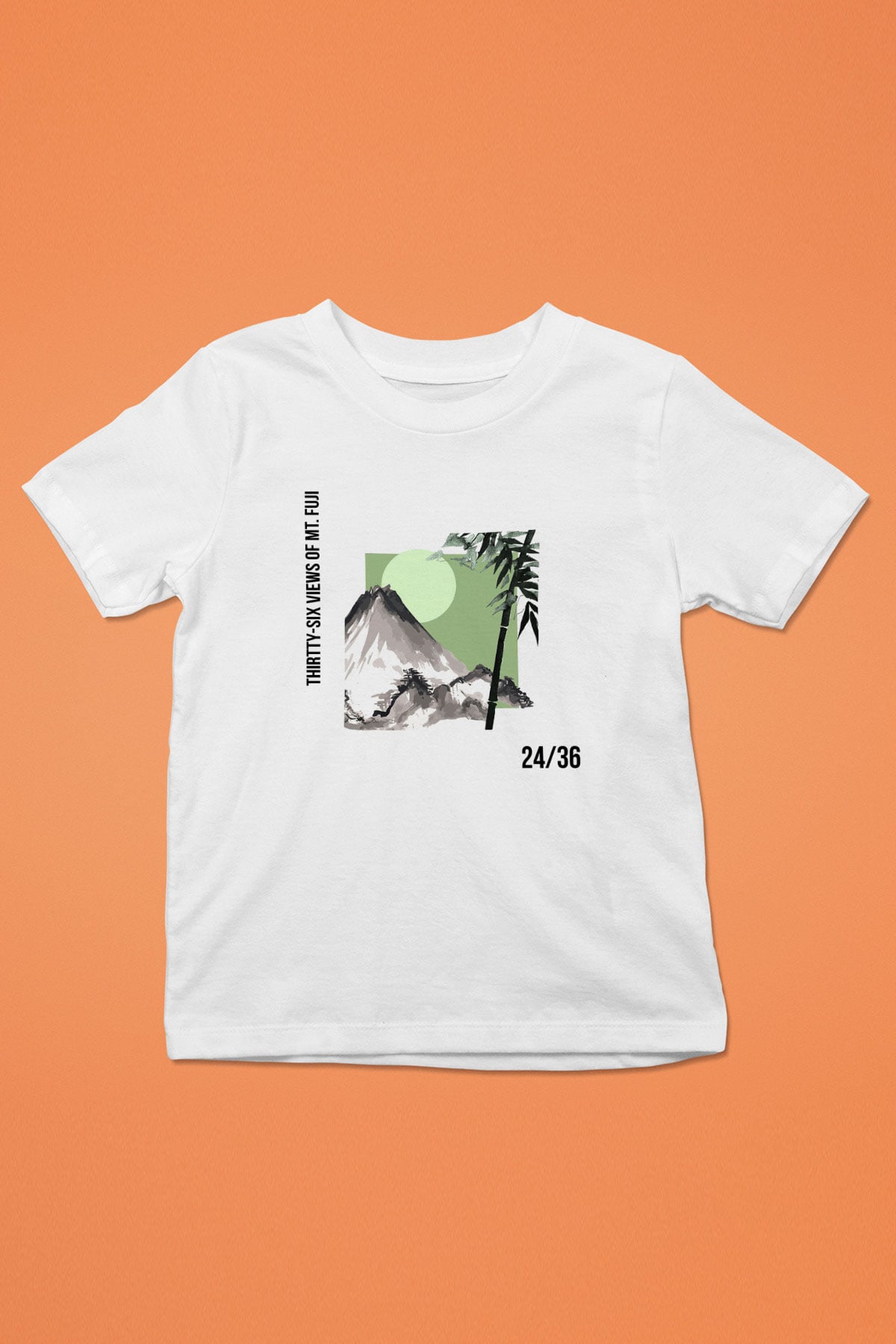 Fuji Dağı Baskılı Beyaz Unisex Çocuk Tişört
