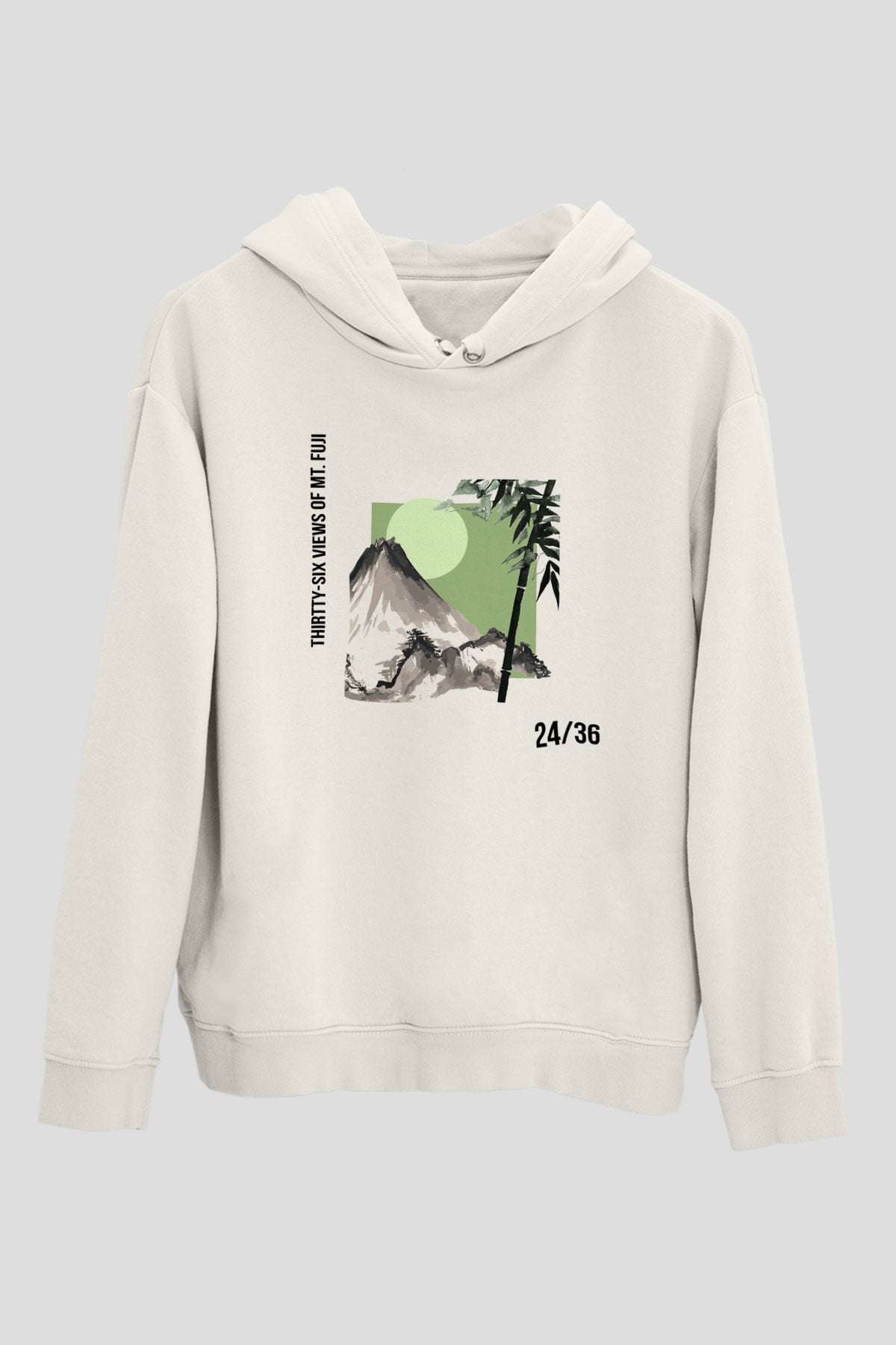 Fuji Dağı Beyaz Unisex Kapşonlu Sweatshirt