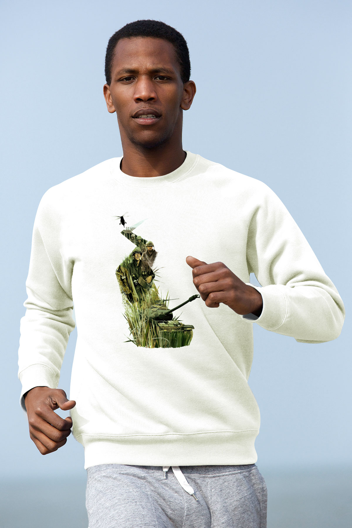 Full Metal Jacket Baskılı Beyaz Unisex Sweatshirt