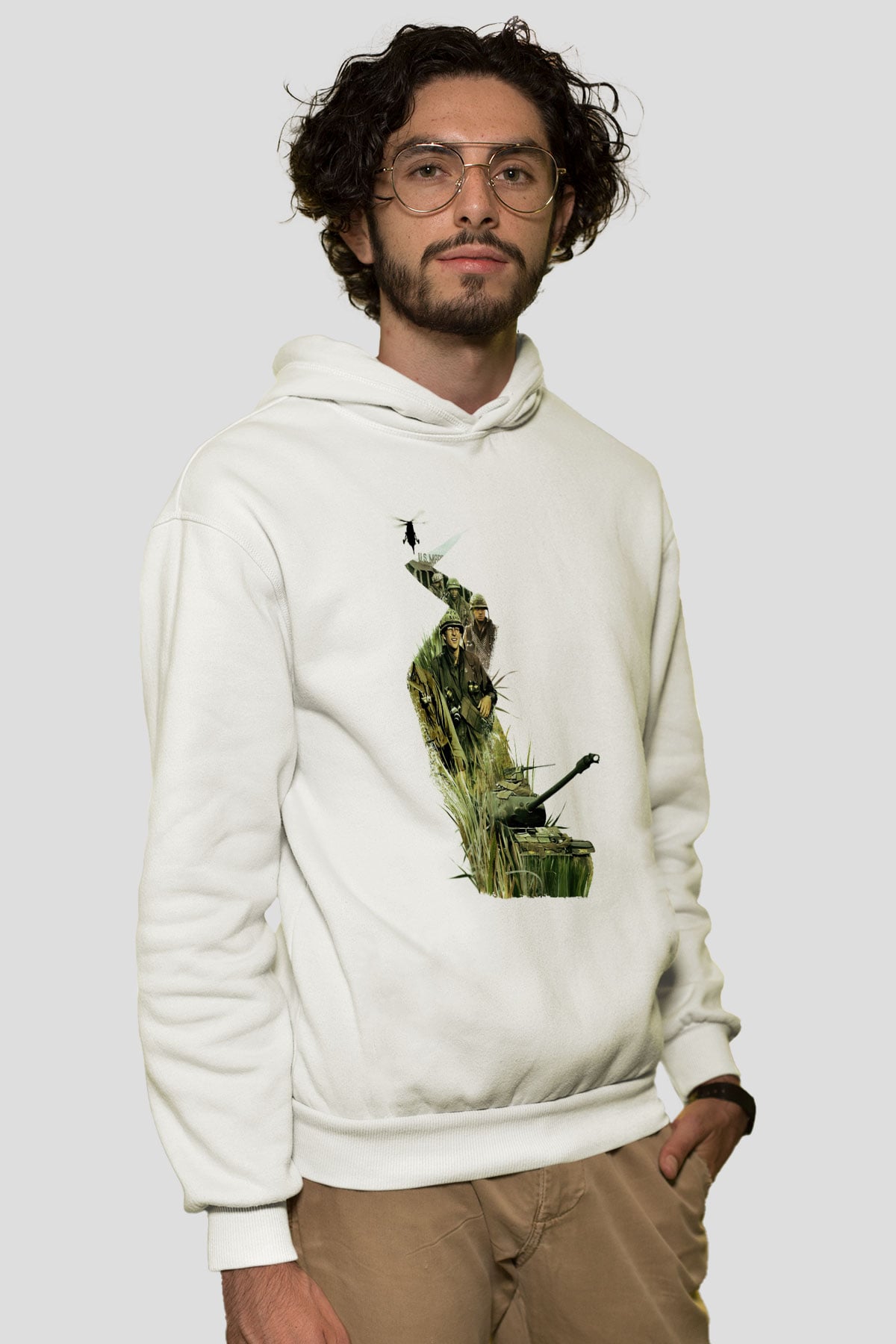 Full Metal Jacket Baskılı Beyaz Unisex Kapüşonlu Sweatshirt