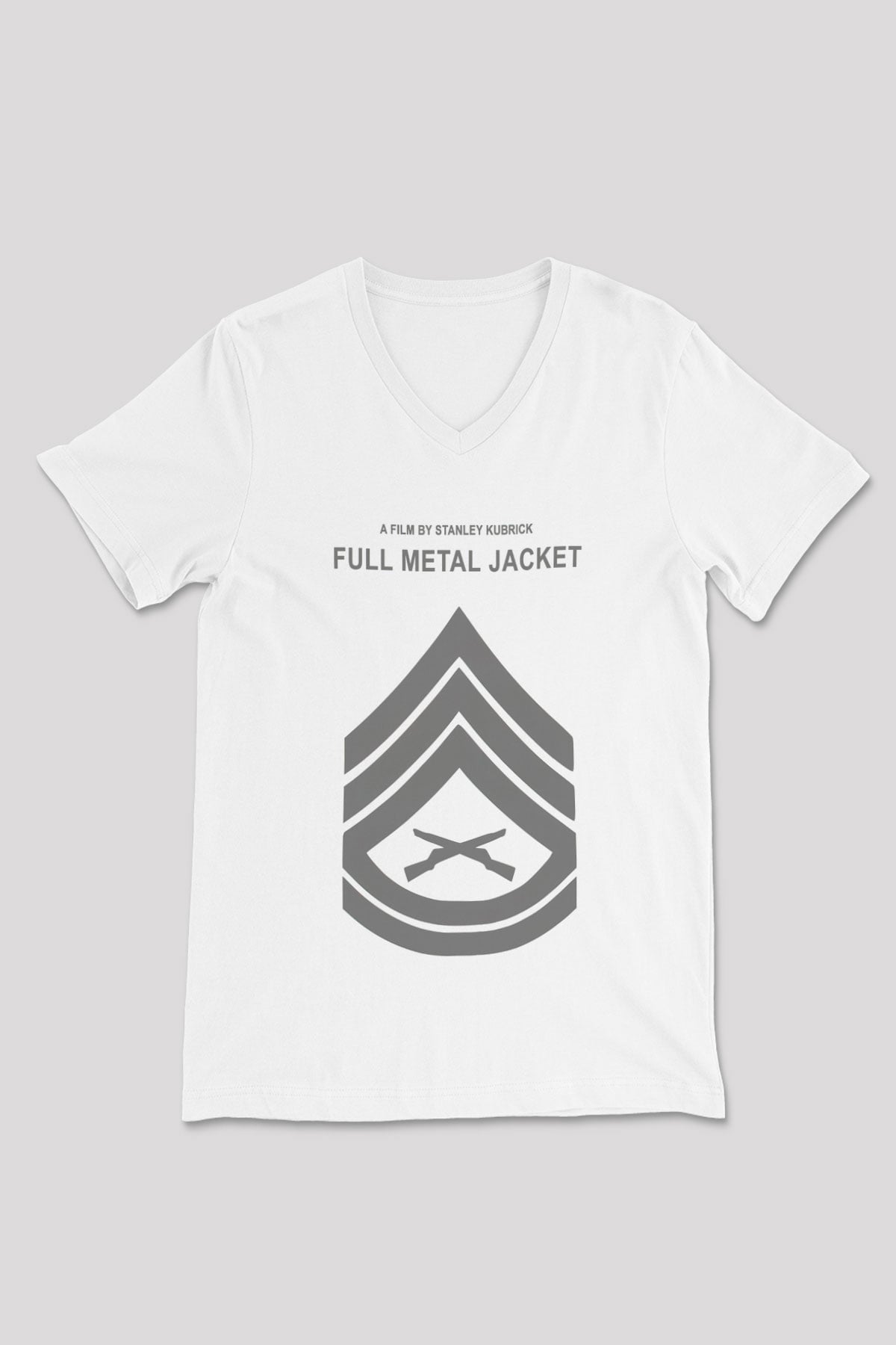 Full Metal Jacket Beyaz Unisex V Yaka Tişört T-Shirt