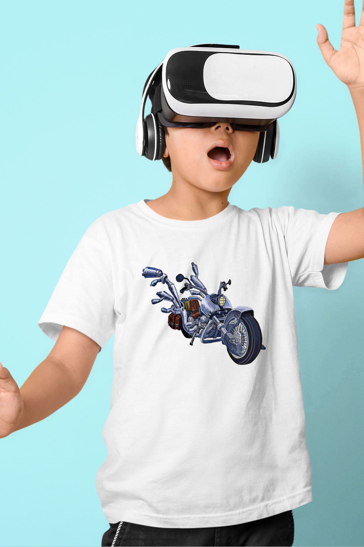 Full Throttle Baskılı Beyaz Unisex Beyaz Çocuk Tişört - Tshirt