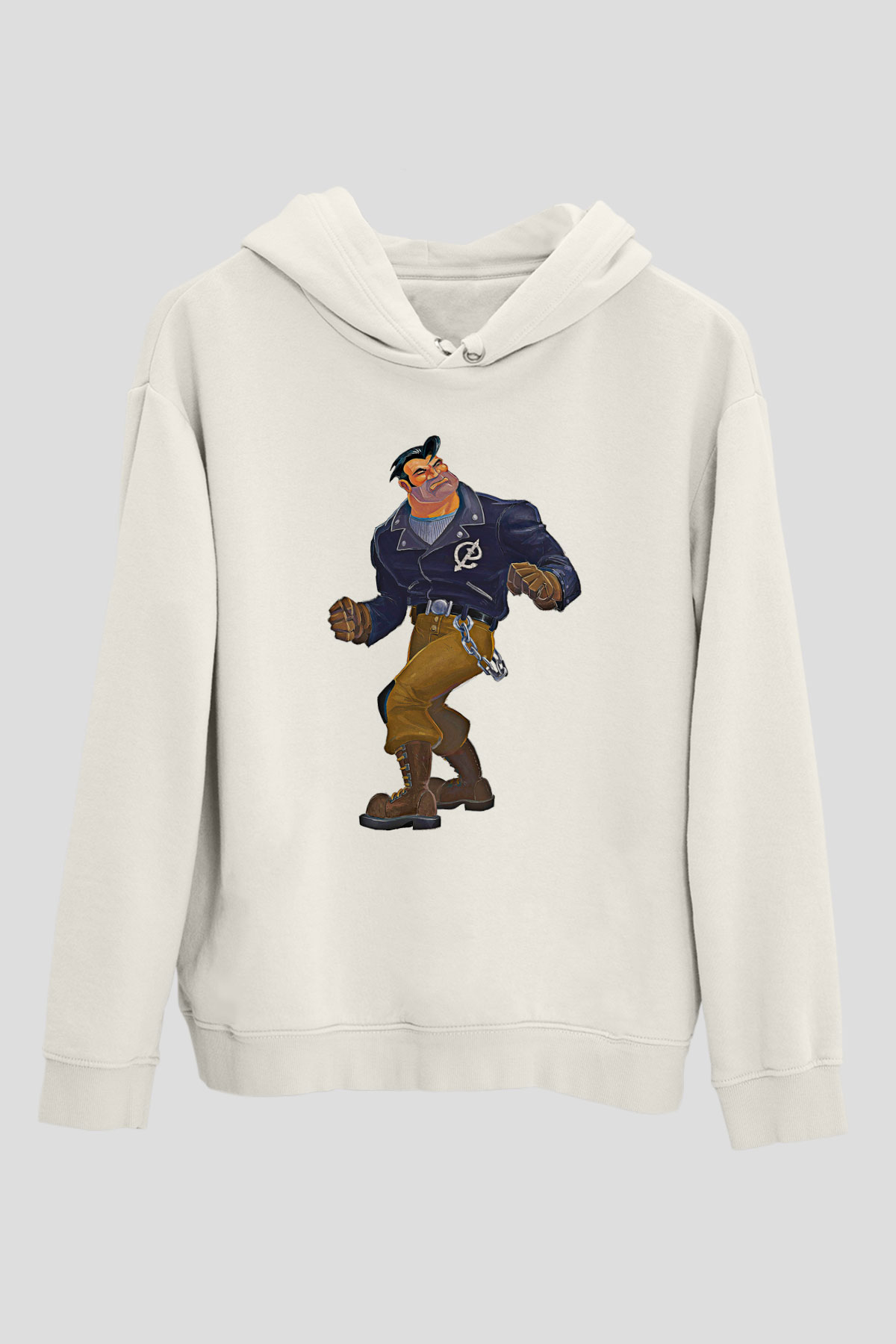 Full Throttle Baskılı Beyaz Unisex Kapüşonlu Sweatshirt