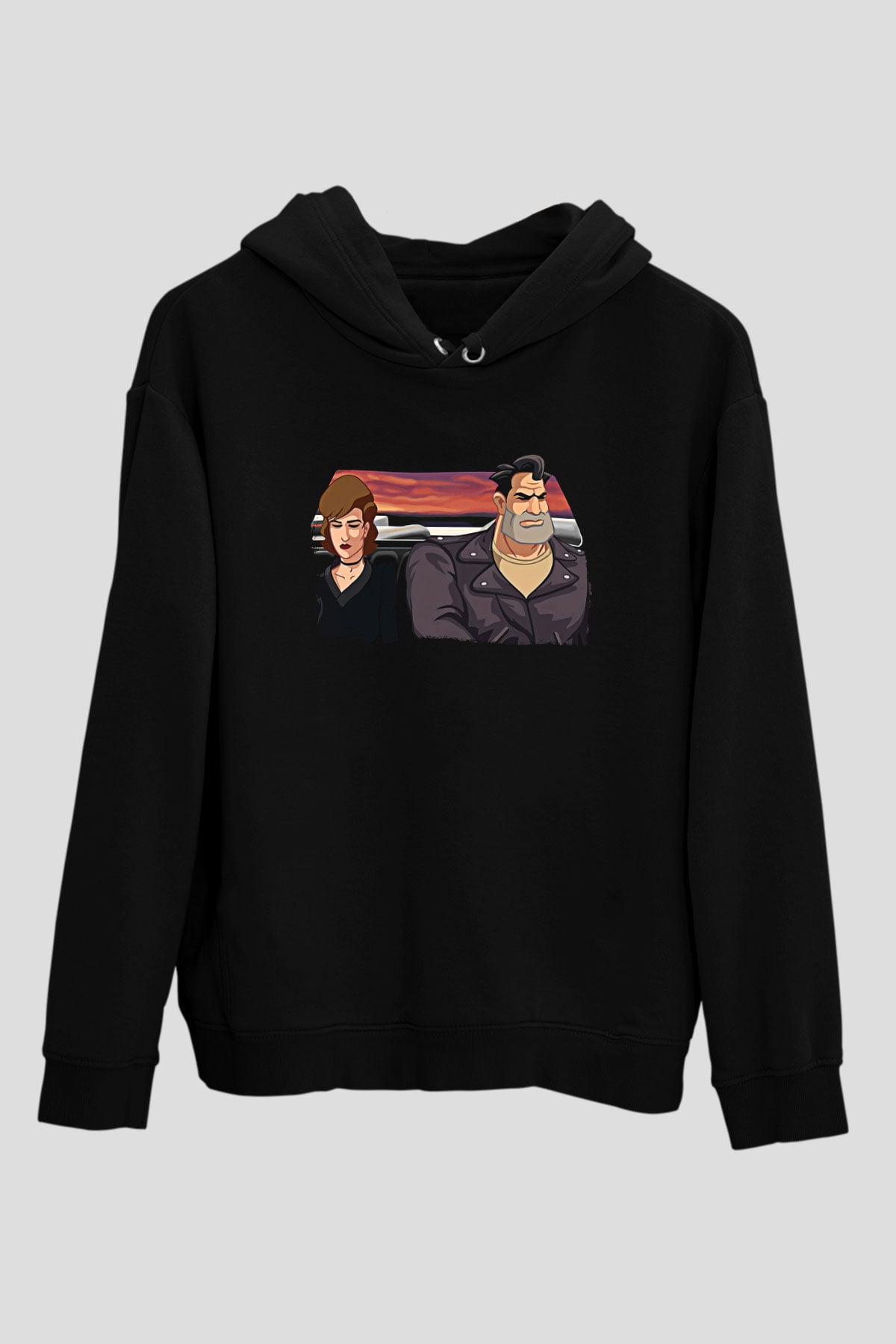 Full Throttle Baskılı Unisex Siyah Kapüşonlu Sweatshirt
