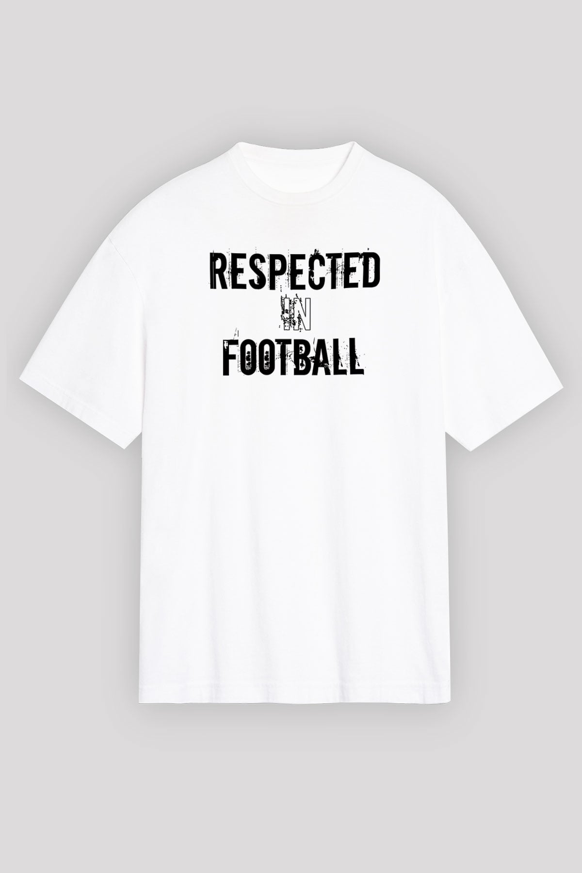 Futbol Baskılı Unisex Beyaz Oversize Tişört - Tshirt